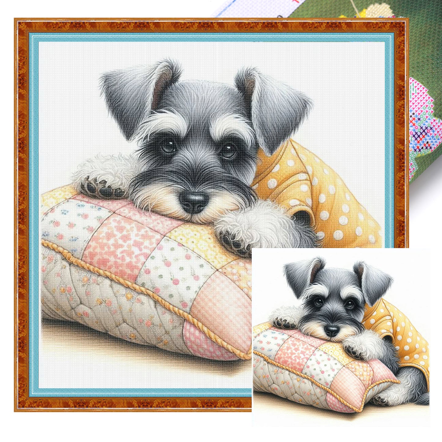 Schnauzer-Dog - Full 11CT Stamped Cross Stitch 40x40CM - Yishu
