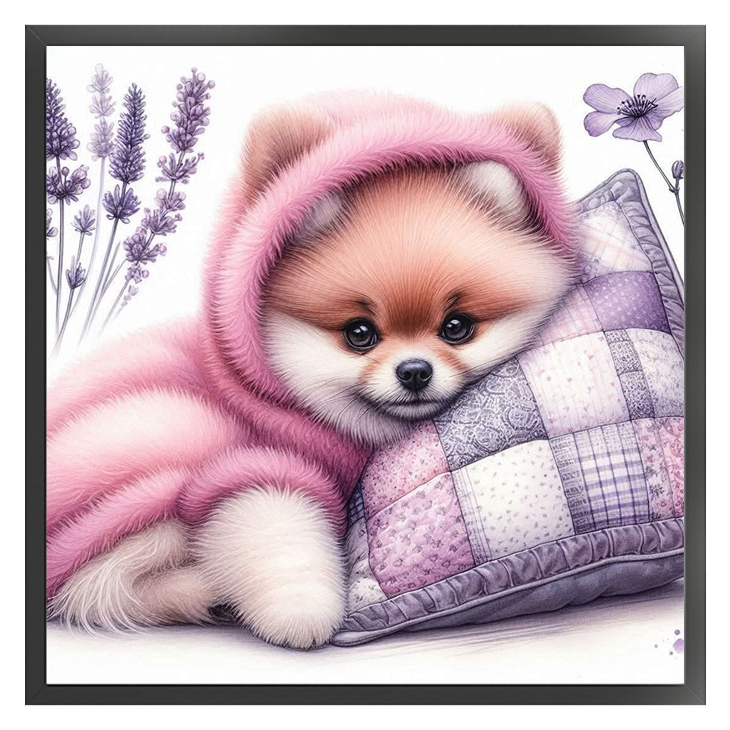 Pomeranian-Dog - Full 11CT Stamped Cross Stitch 40x40CM - Yishu