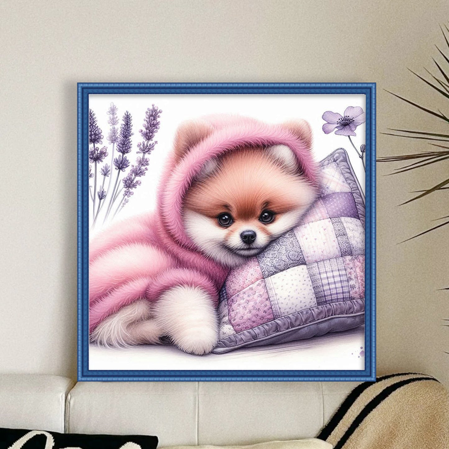 Pomeranian-Dog - Full 11CT Stamped Cross Stitch 40x40CM - Yishu