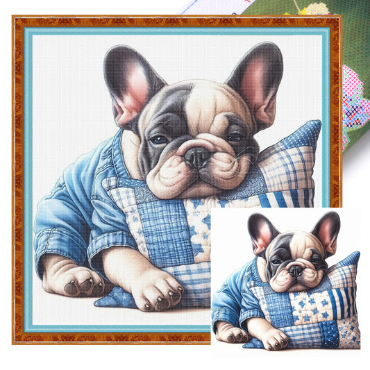 French Bulldog-Dog - Full 11CT Stamped Cross Stitch 40x40CM - Yishu