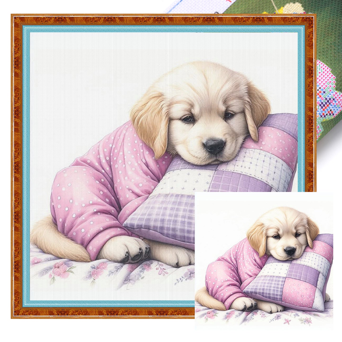 Golden Retriever-Dog - Full 11CT Stamped Cross Stitch 40x40CM - Yishu