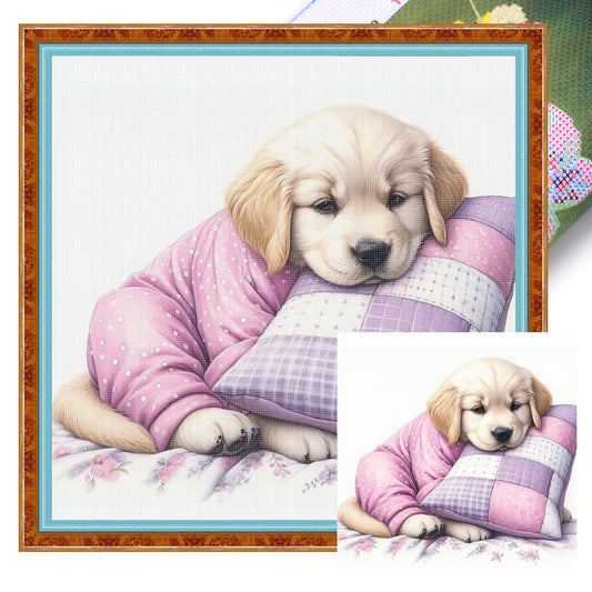 Golden Retriever-Dog - Full 11CT Stamped Cross Stitch 40x40CM - Yishu