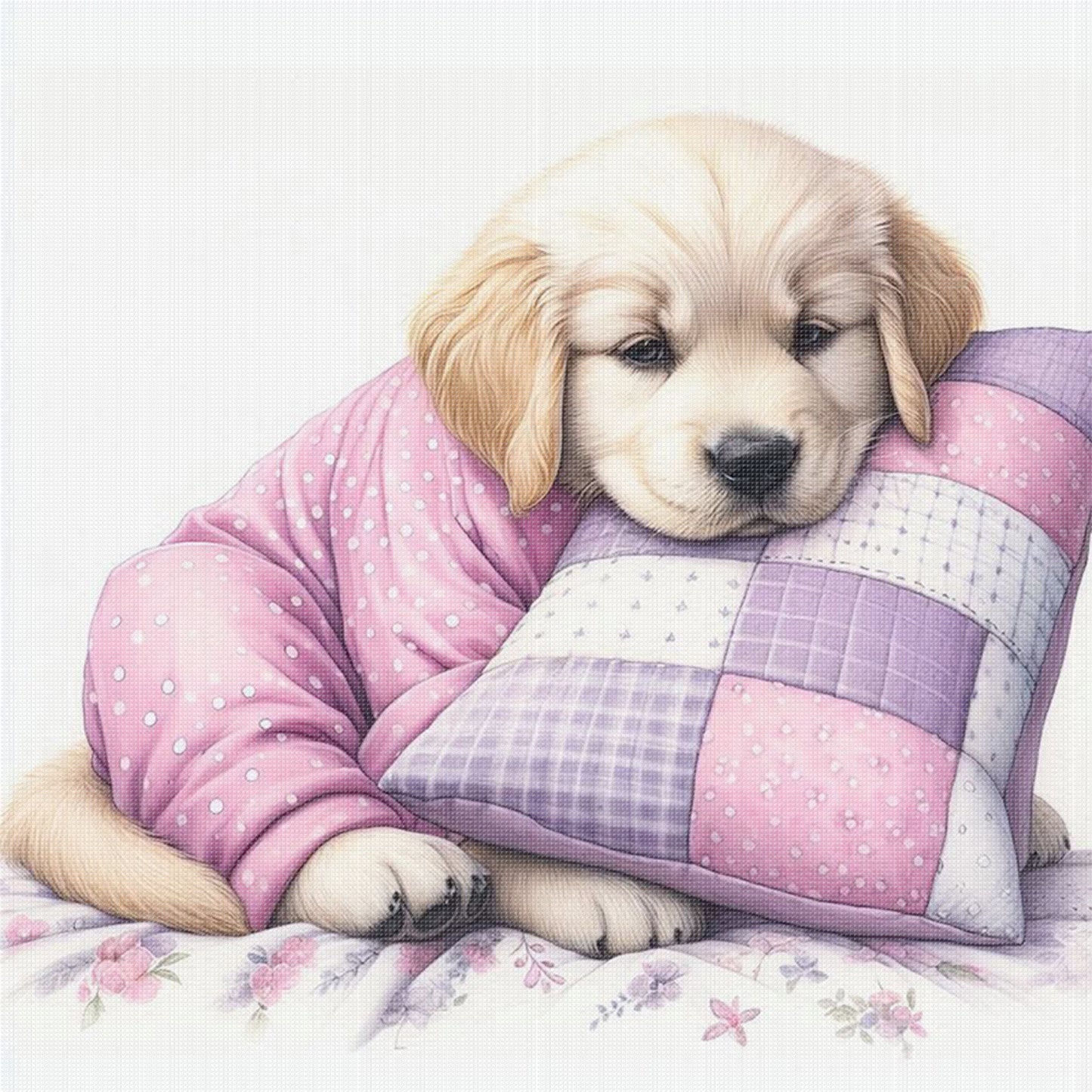 Golden Retriever-Dog - Full 11CT Stamped Cross Stitch 40x40CM - Yishu