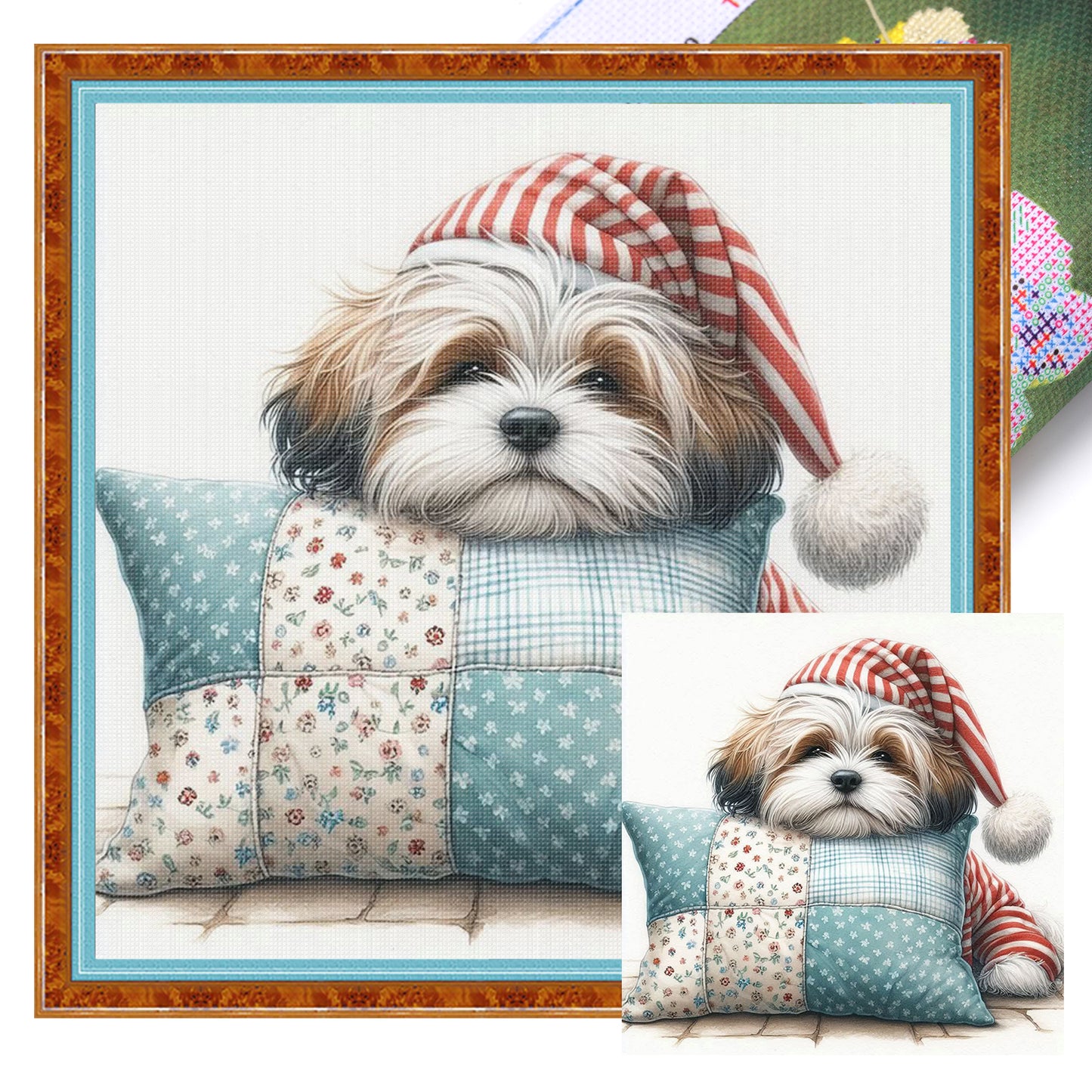 Shih Tzu-Dog - Full 11CT Stamped Cross Stitch 40x40CM - Yishu