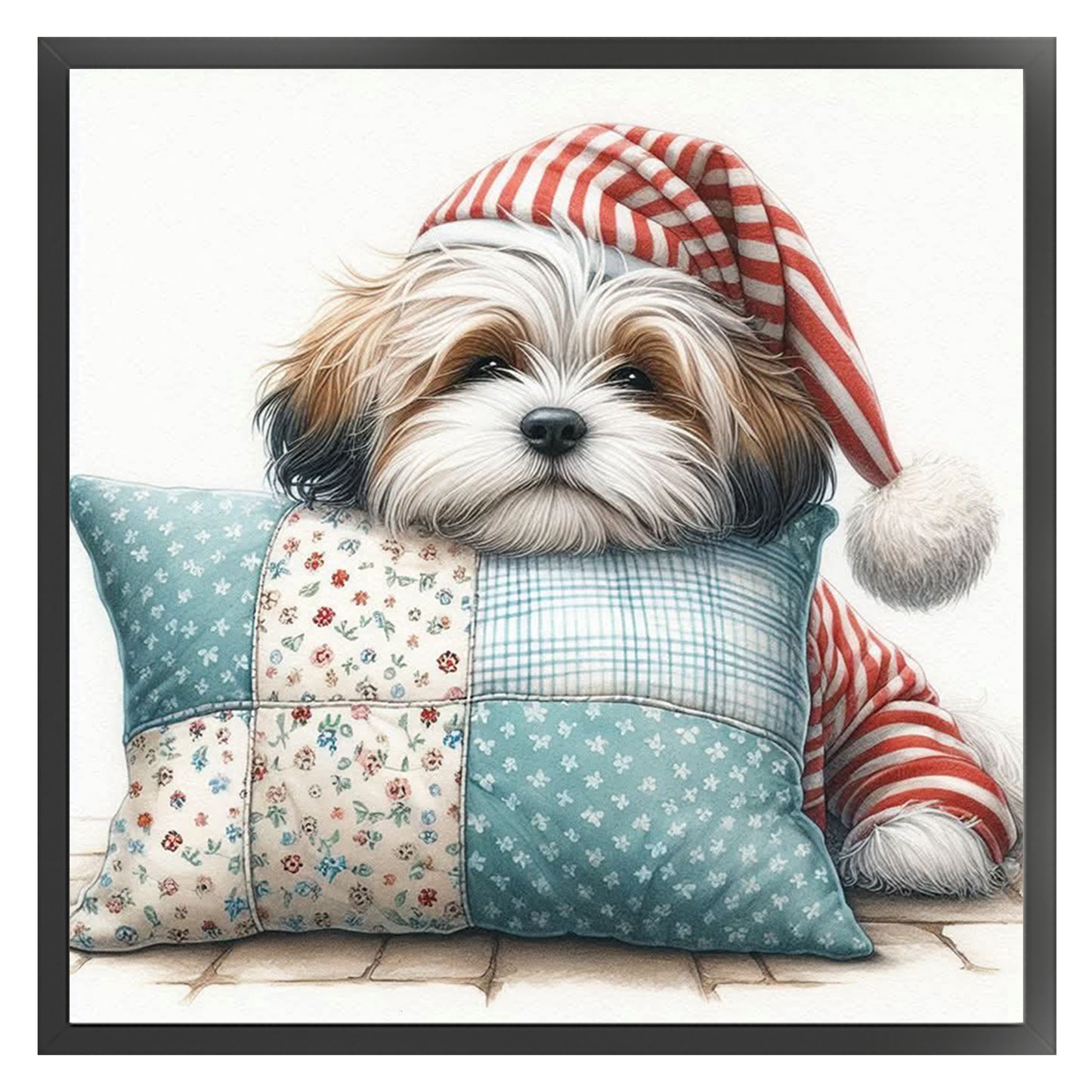Shih Tzu-Dog - Full 11CT Stamped Cross Stitch 40x40CM - Yishu