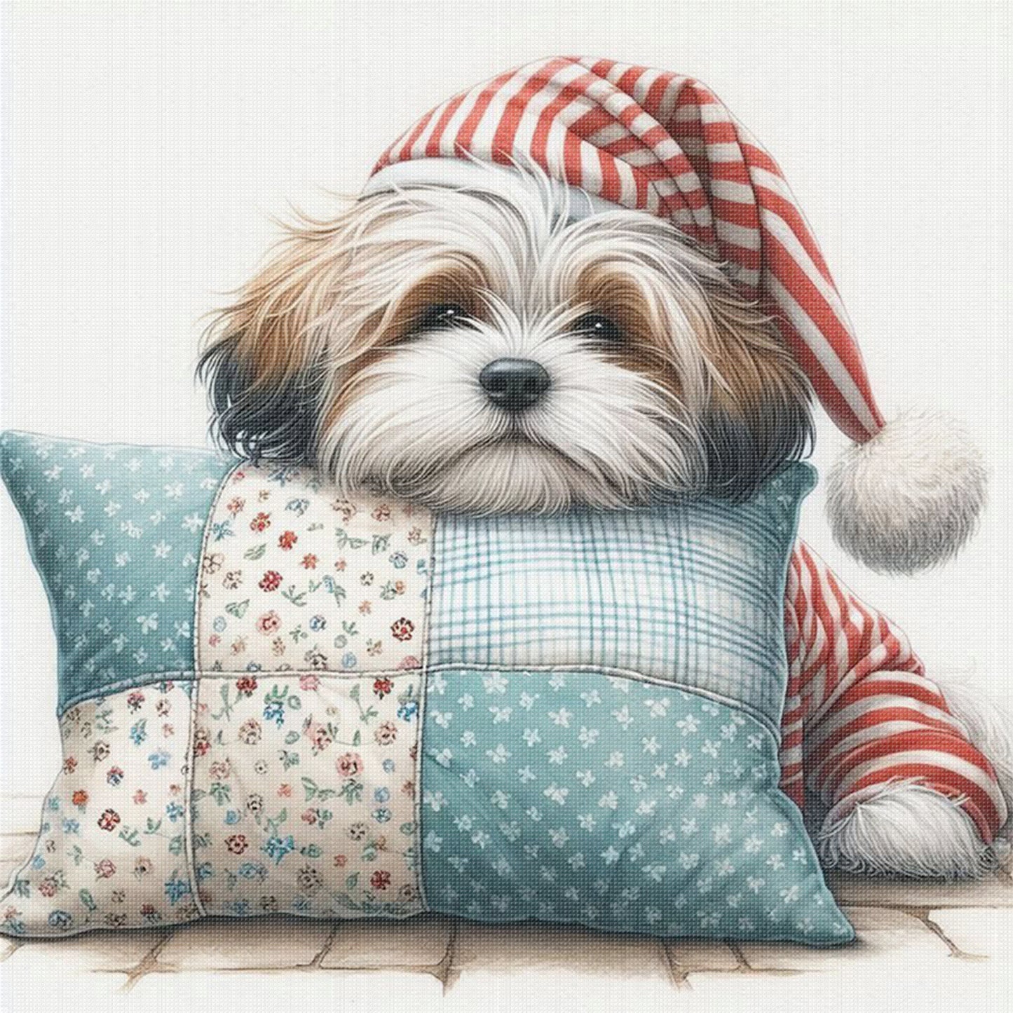 Shih Tzu-Dog - Full 11CT Stamped Cross Stitch 40x40CM - Yishu