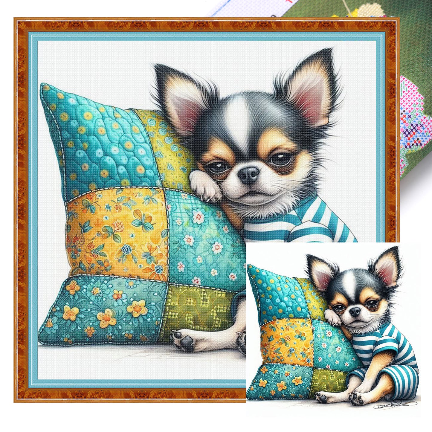 Chihuahua-Dog - Full 11CT Stamped Cross Stitch 40x40CM - Yishu
