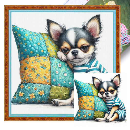Chihuahua-Dog - Full 11CT Stamped Cross Stitch 40x40CM - Yishu