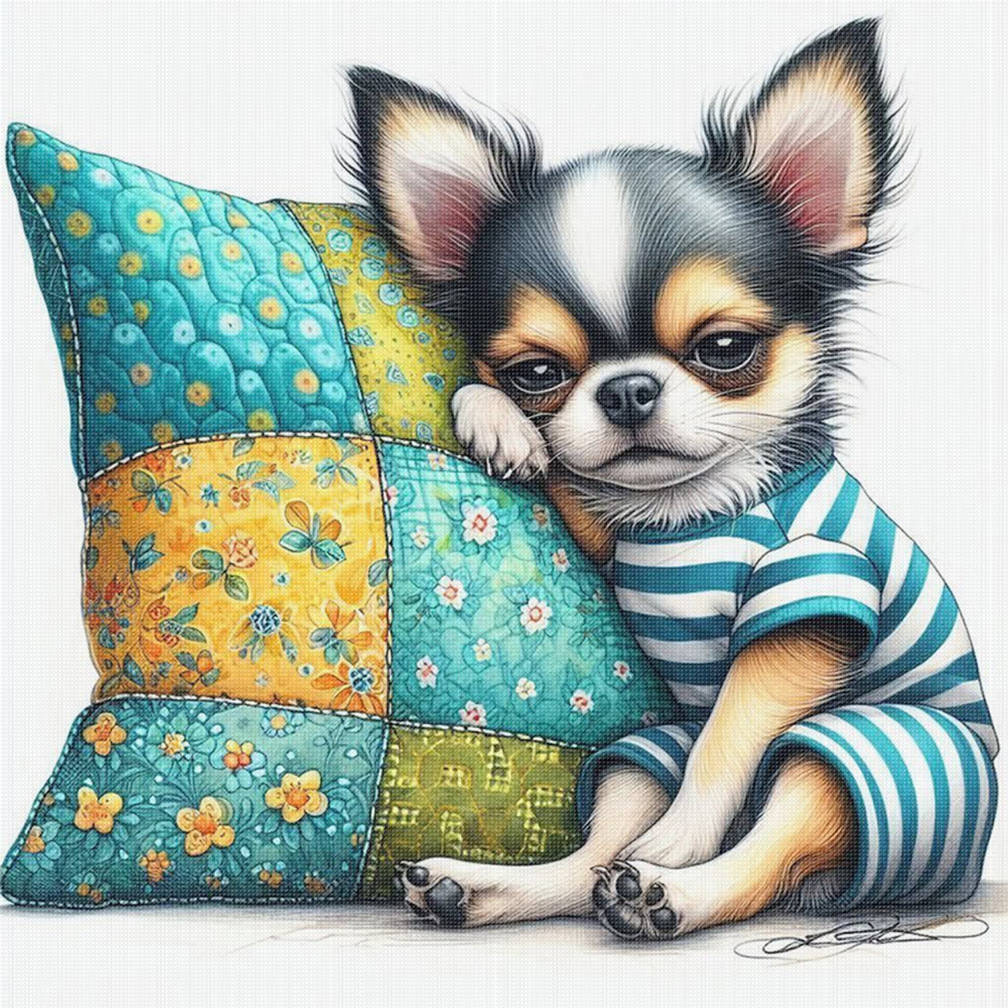 Chihuahua-Dog - Full 11CT Stamped Cross Stitch 40x40CM - Yishu