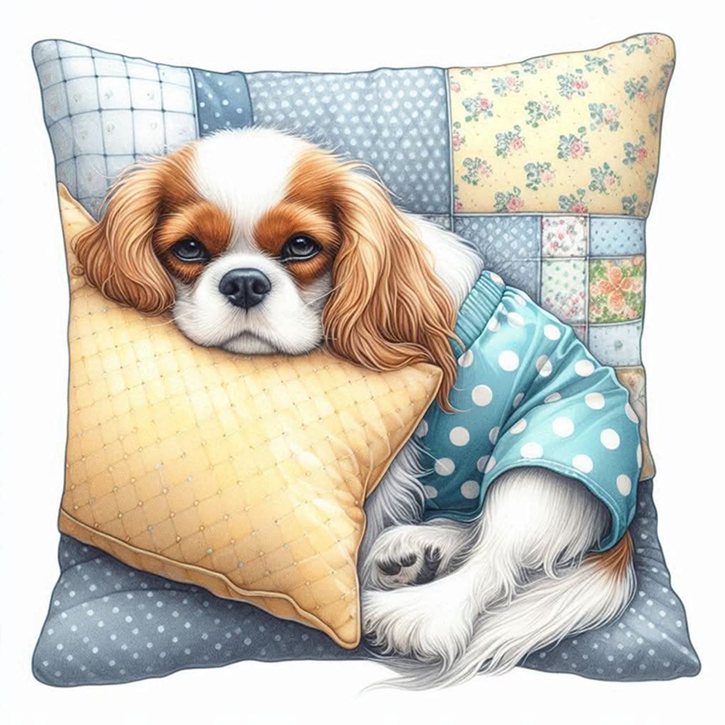 Cavalier King Charles Spaniel-Dog - Full 11CT Stamped Cross Stitch 40x40CM - Yishu
