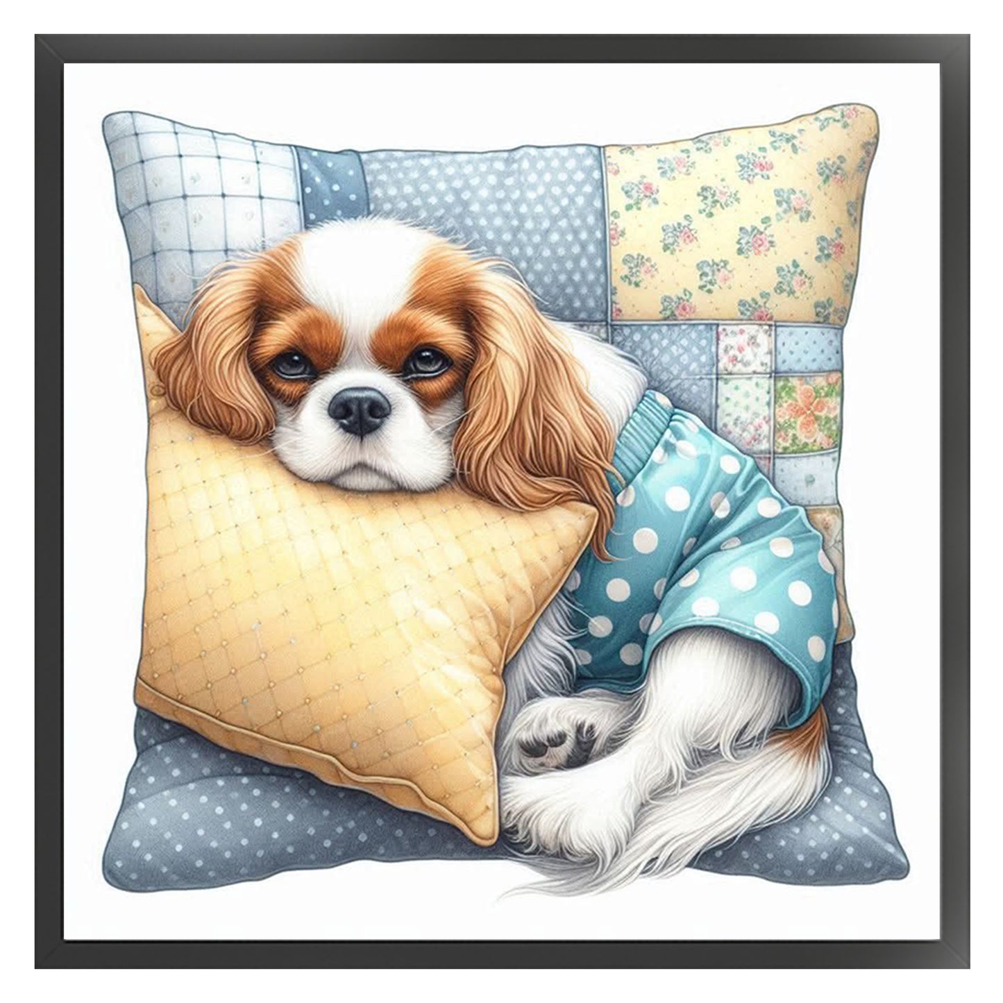Cavalier King Charles Spaniel-Dog - Full 11CT Stamped Cross Stitch 40x40CM - Yishu