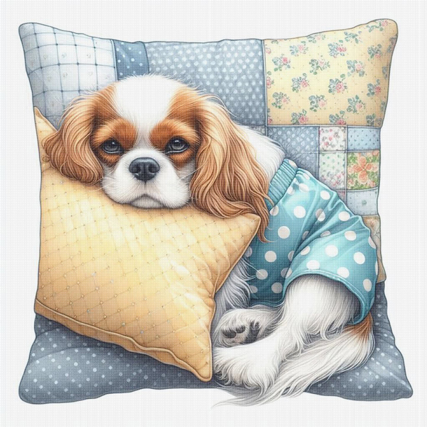 Cavalier King Charles Spaniel-Dog - Full 11CT Stamped Cross Stitch 40x40CM - Yishu