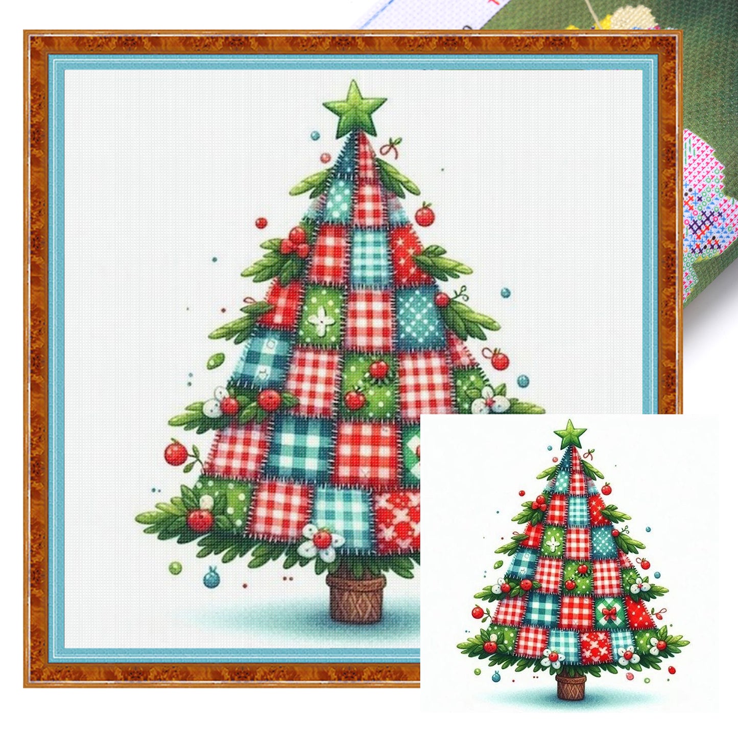 Patchwork Christmas Tree - Full 11CT Stamped Cross Stitch 40x40CM - Yishu