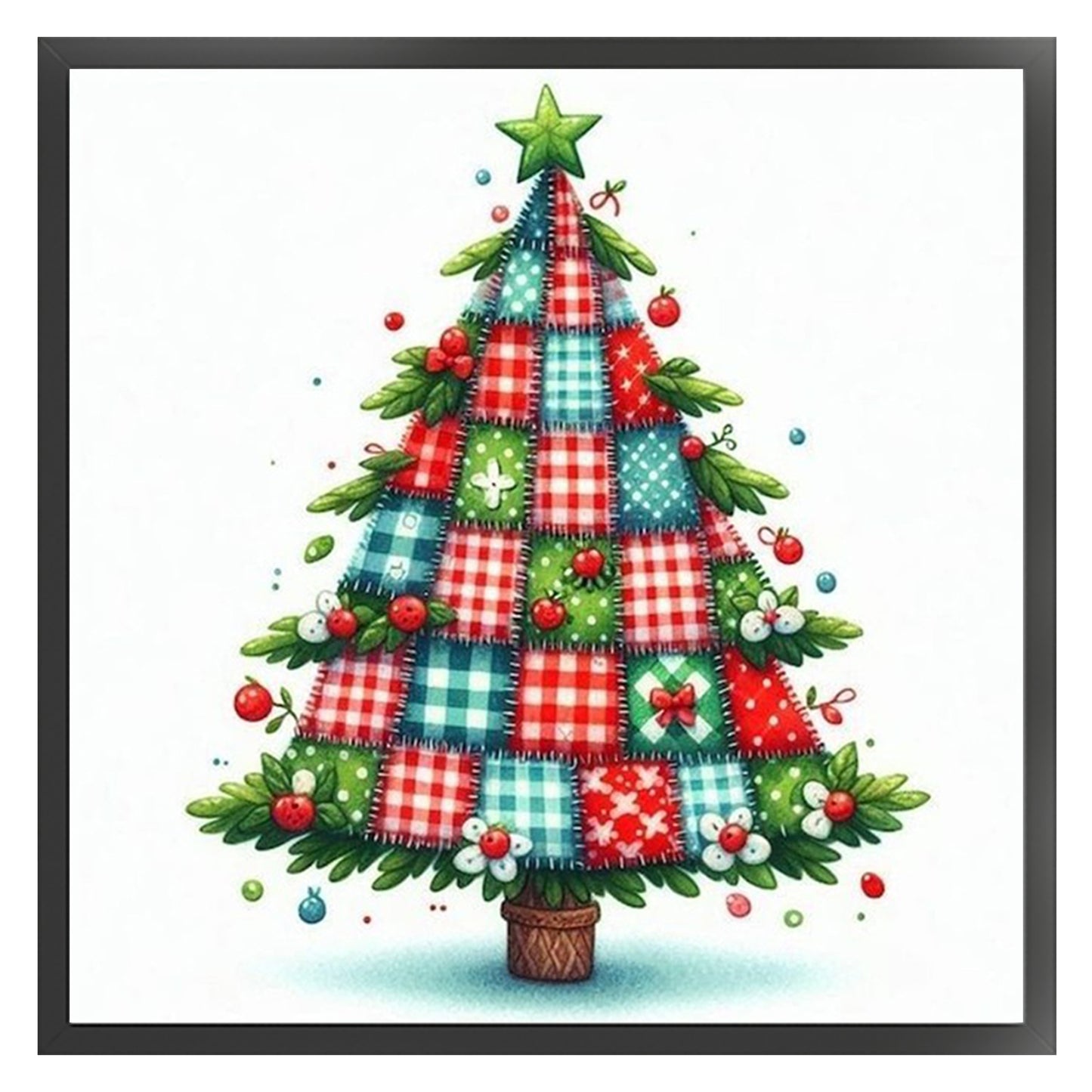 Patchwork Christmas Tree - Full 11CT Stamped Cross Stitch 40x40CM - Yishu