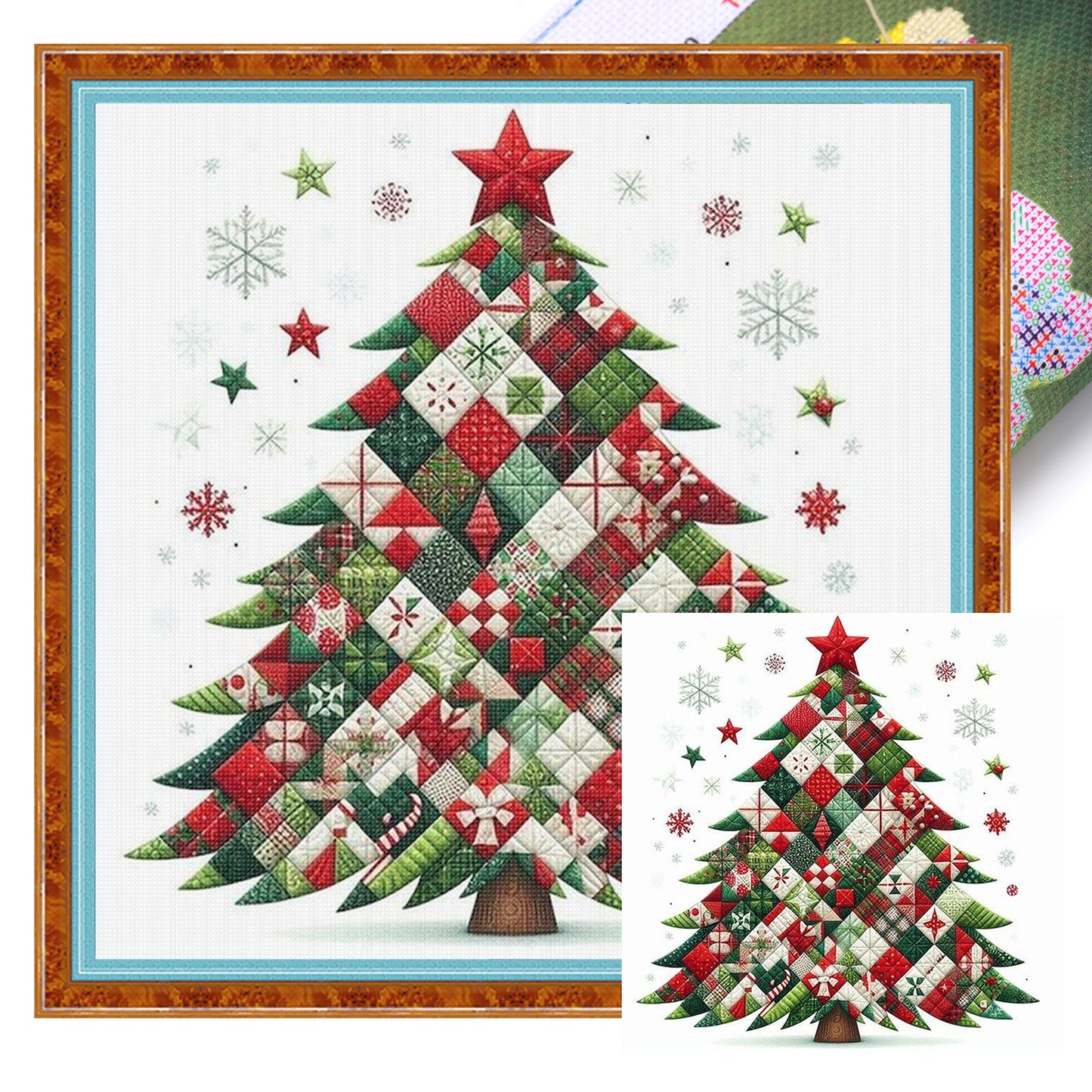 Patchwork Christmas Tree - Full 11CT Stamped Cross Stitch 40x40CM - Yishu