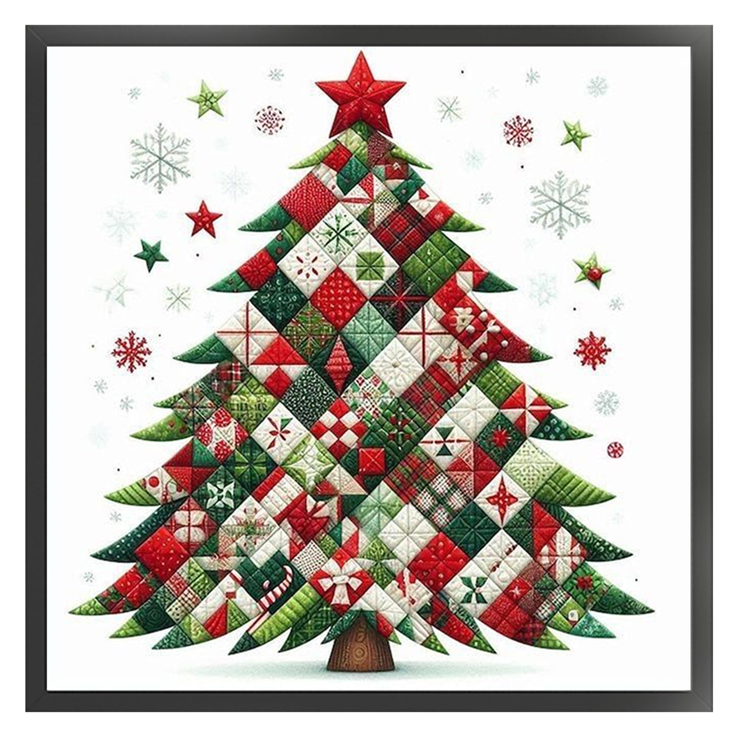 Patchwork Christmas Tree - Full 11CT Stamped Cross Stitch 40x40CM - Yishu