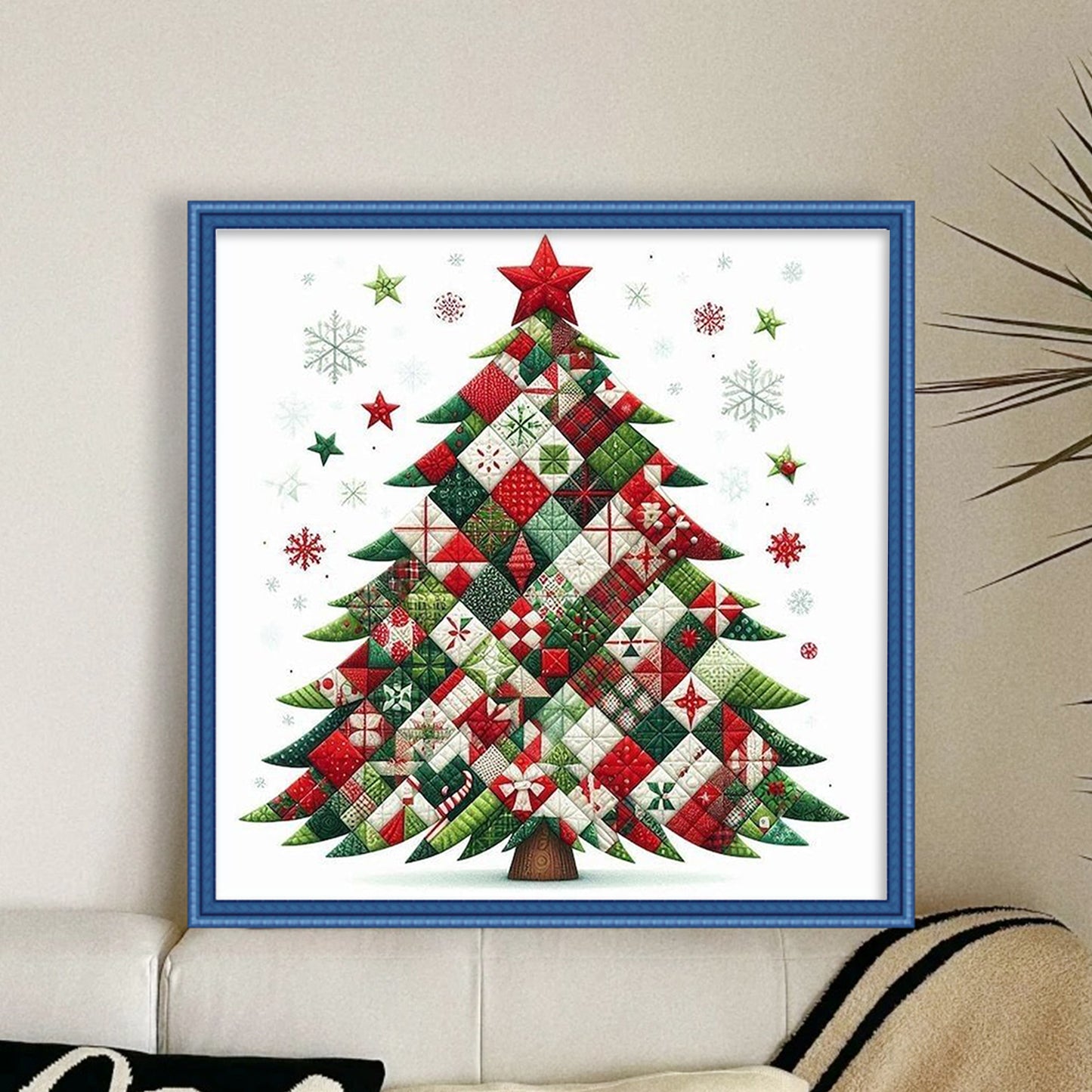 Patchwork Christmas Tree - Full 11CT Stamped Cross Stitch 40x40CM - Yishu