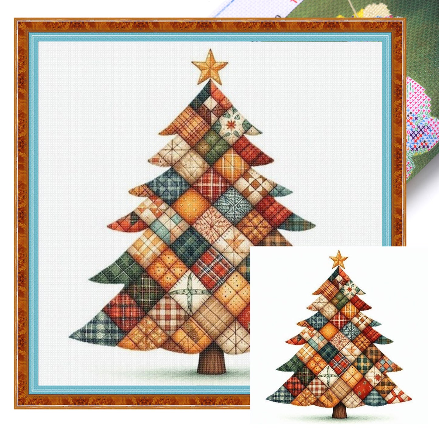 Patchwork Christmas Tree - Full 11CT Stamped Cross Stitch 40x40CM - Yishu
