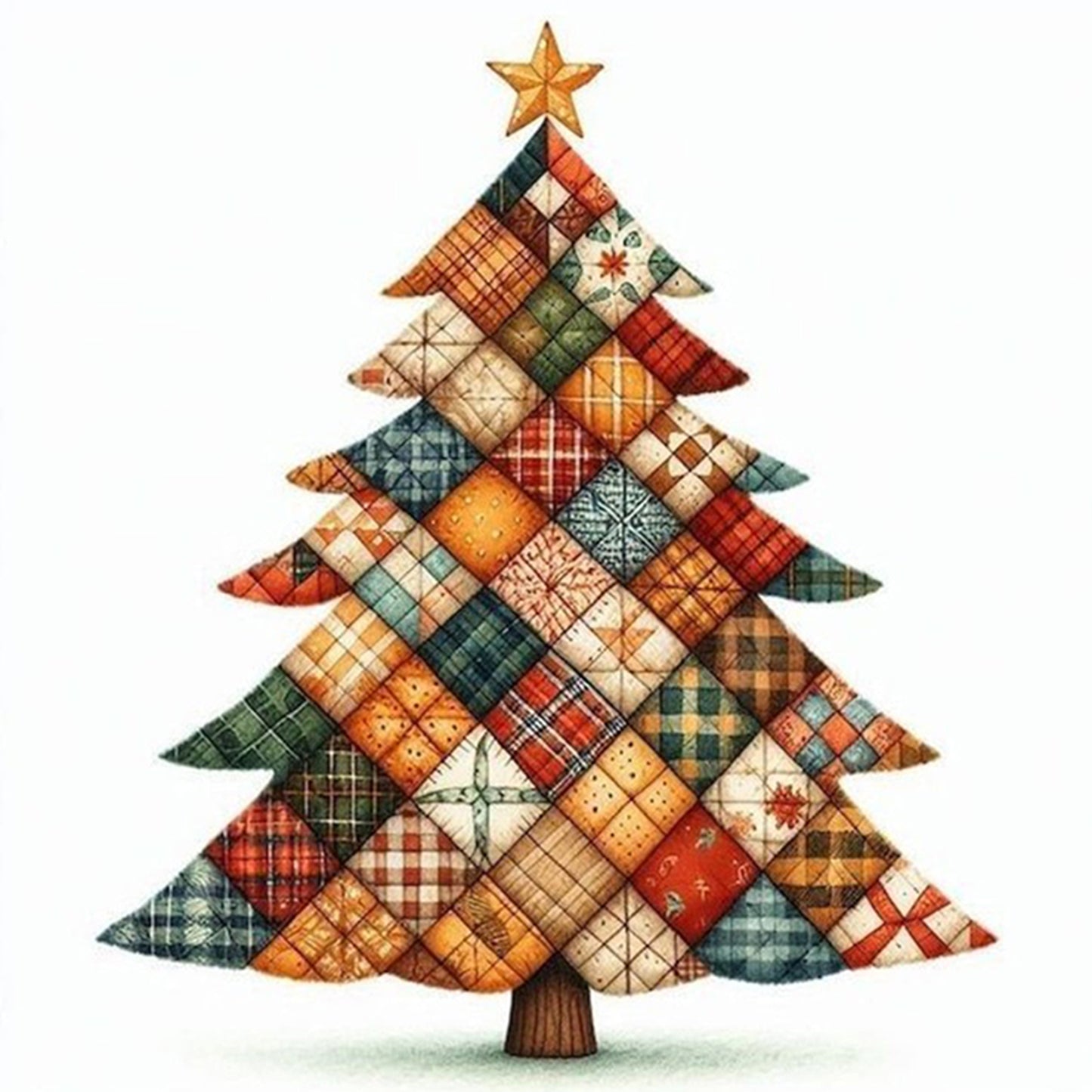 Patchwork Christmas Tree - Full 11CT Stamped Cross Stitch 40x40CM - Yishu