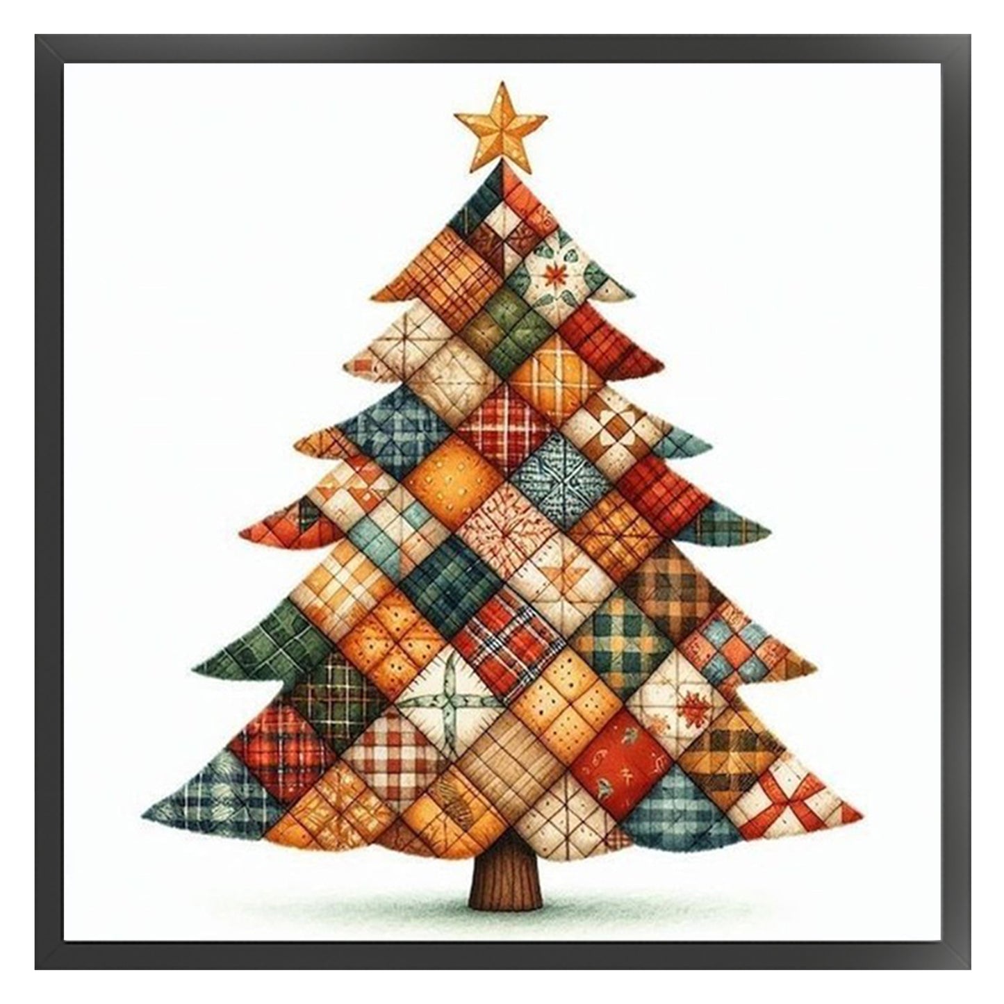 Patchwork Christmas Tree - Full 11CT Stamped Cross Stitch 40x40CM - Yishu
