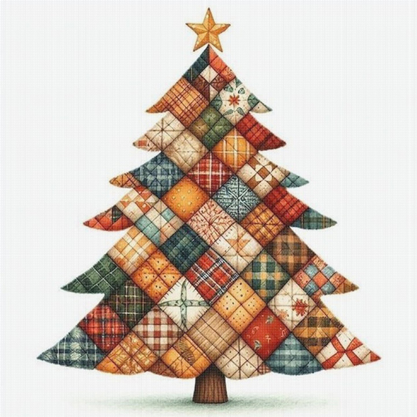 Patchwork Christmas Tree - Full 11CT Stamped Cross Stitch 40x40CM - Yishu