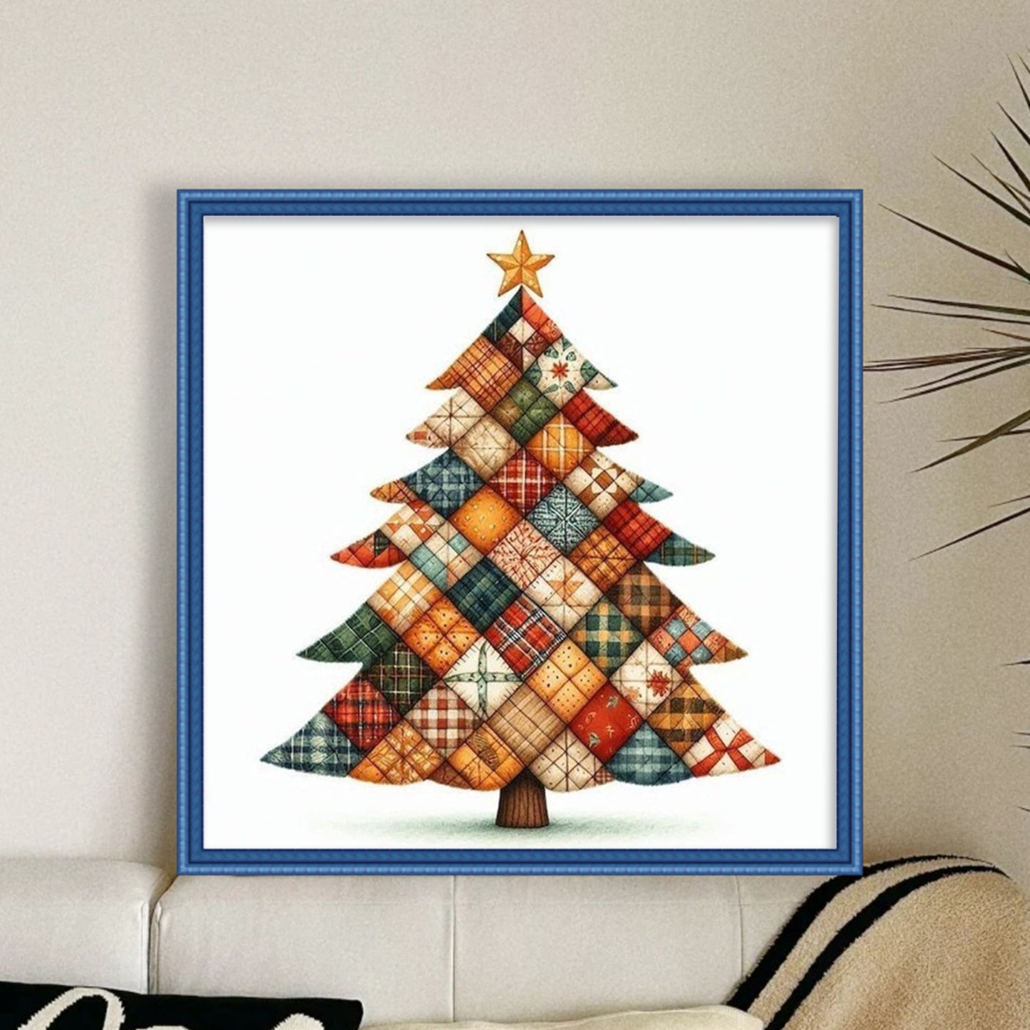 Patchwork Christmas Tree - Full 11CT Stamped Cross Stitch 40x40CM - Yishu