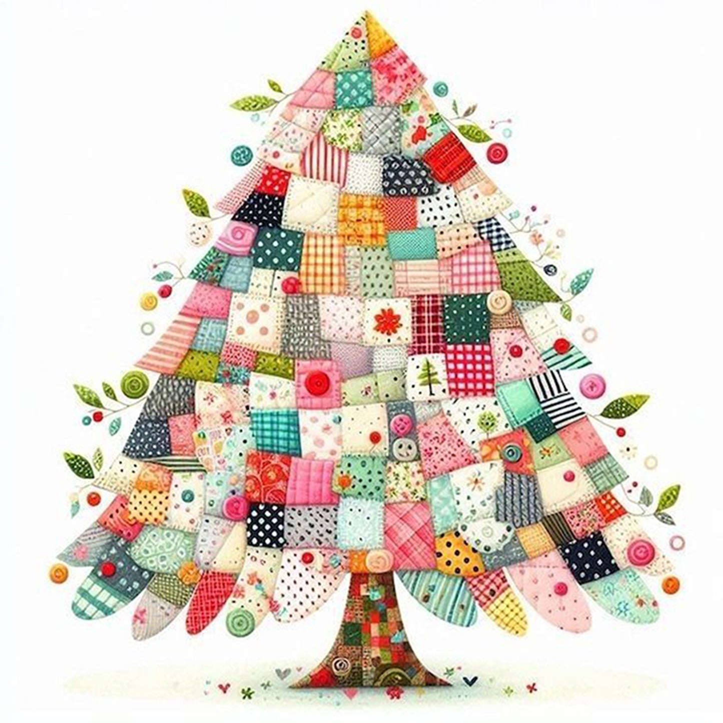 Patchwork Christmas Tree - Full 11CT Stamped Cross Stitch 40x40CM - Yishu