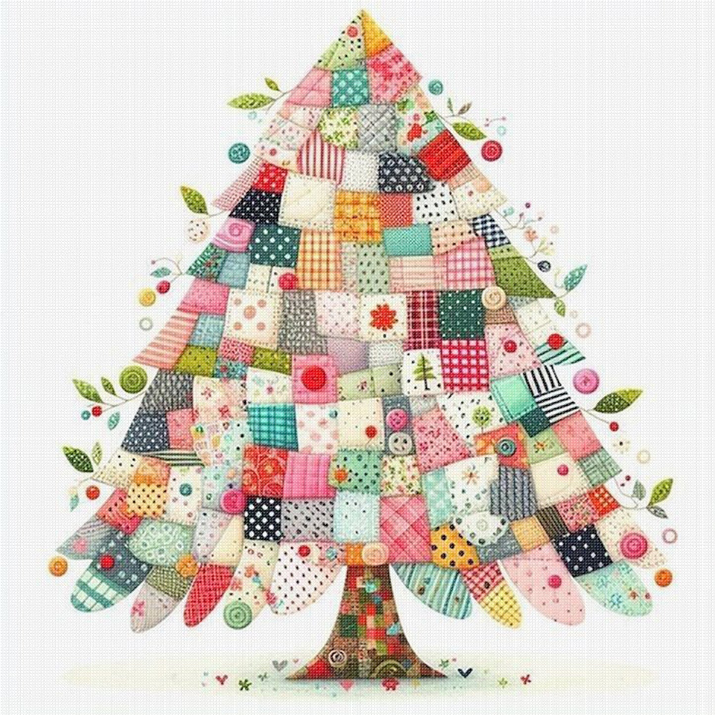 Patchwork Christmas Tree - Full 11CT Stamped Cross Stitch 40x40CM - Yishu