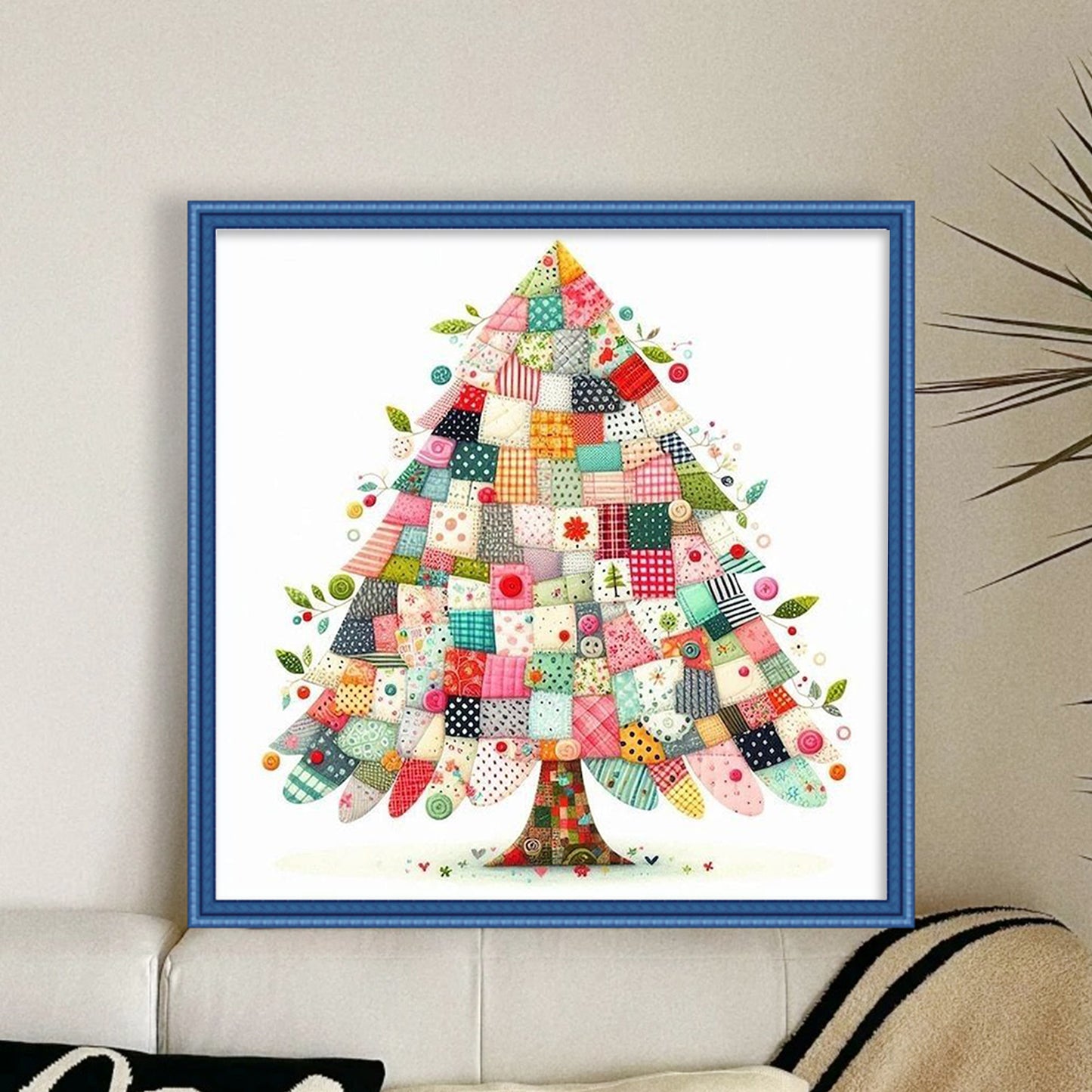 Patchwork Christmas Tree - Full 11CT Stamped Cross Stitch 40x40CM - Yishu