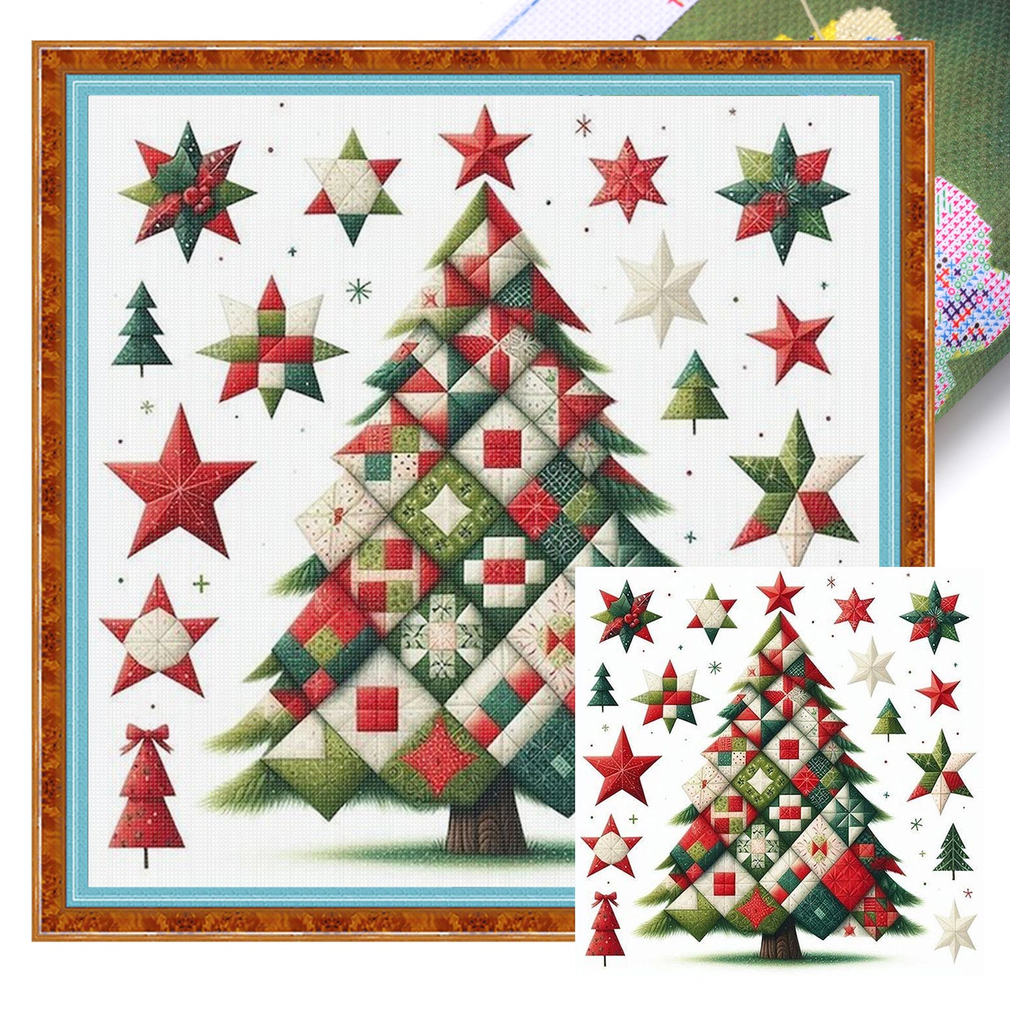Patchwork Christmas Tree - Full 11CT Stamped Cross Stitch 40x40CM - Yishu