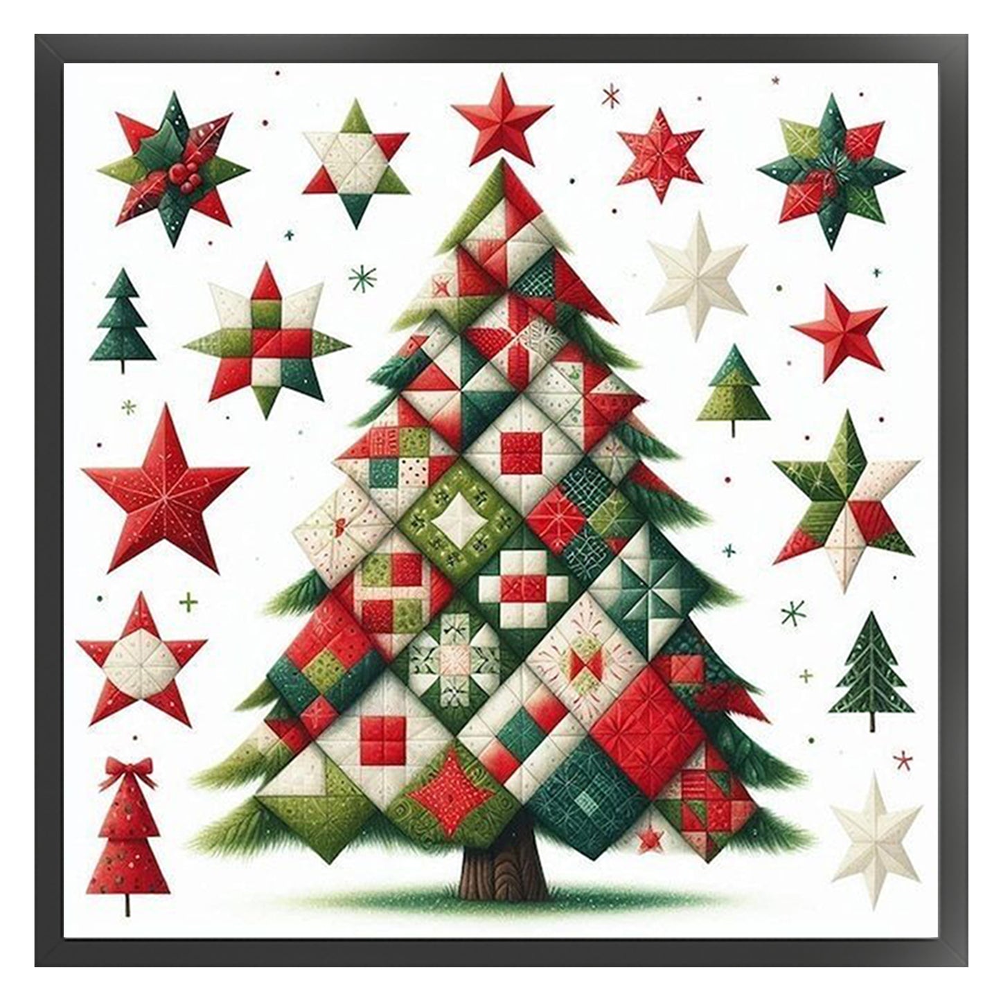 Patchwork Christmas Tree - Full 11CT Stamped Cross Stitch 40x40CM - Yishu