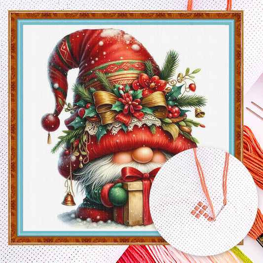 Christmas Gnome - Full 11CT Counted Cross Stitch 40x40CM - Huacan