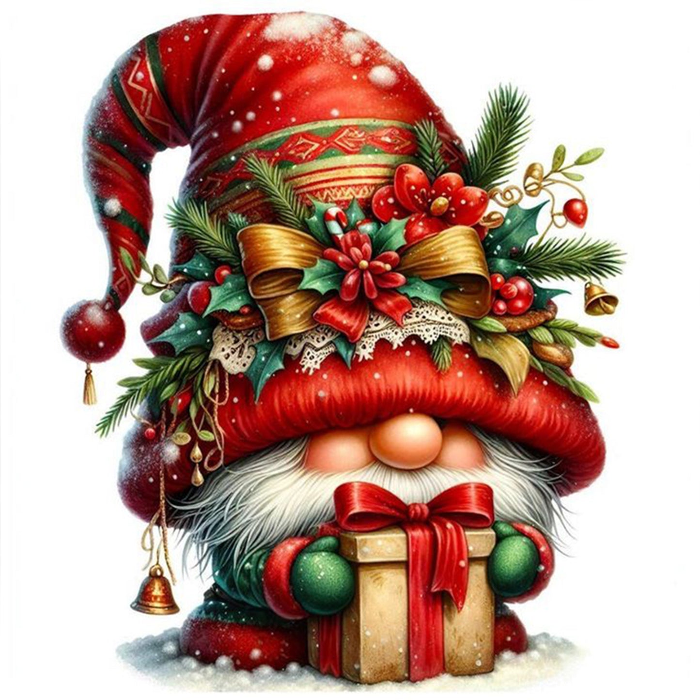 Christmas Gnome - Full 11CT Counted Cross Stitch 40x40CM - Huacan