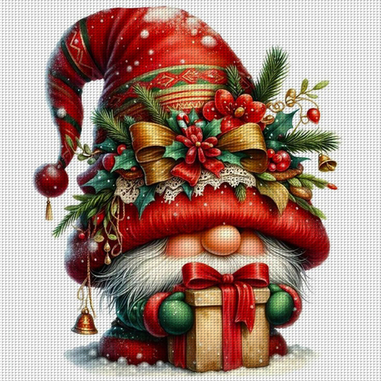 Christmas Gnome - Full 11CT Counted Cross Stitch 40x40CM - Huacan