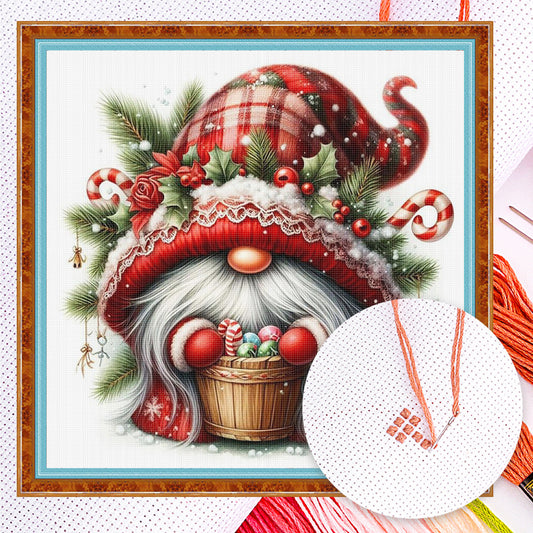 Christmas Gnome - Full 11CT Counted Cross Stitch 40x40CM - Huacan
