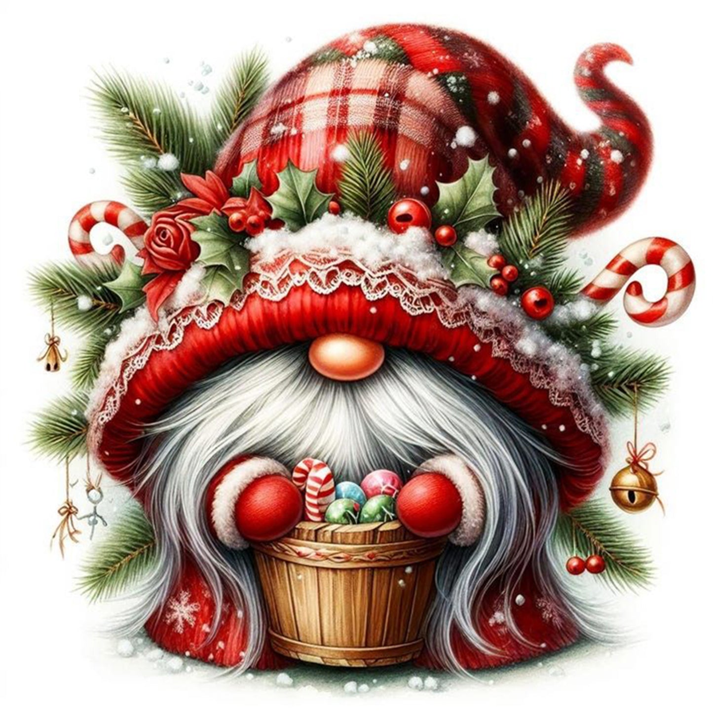 Christmas Gnome - Full 11CT Counted Cross Stitch 40x40CM - Huacan