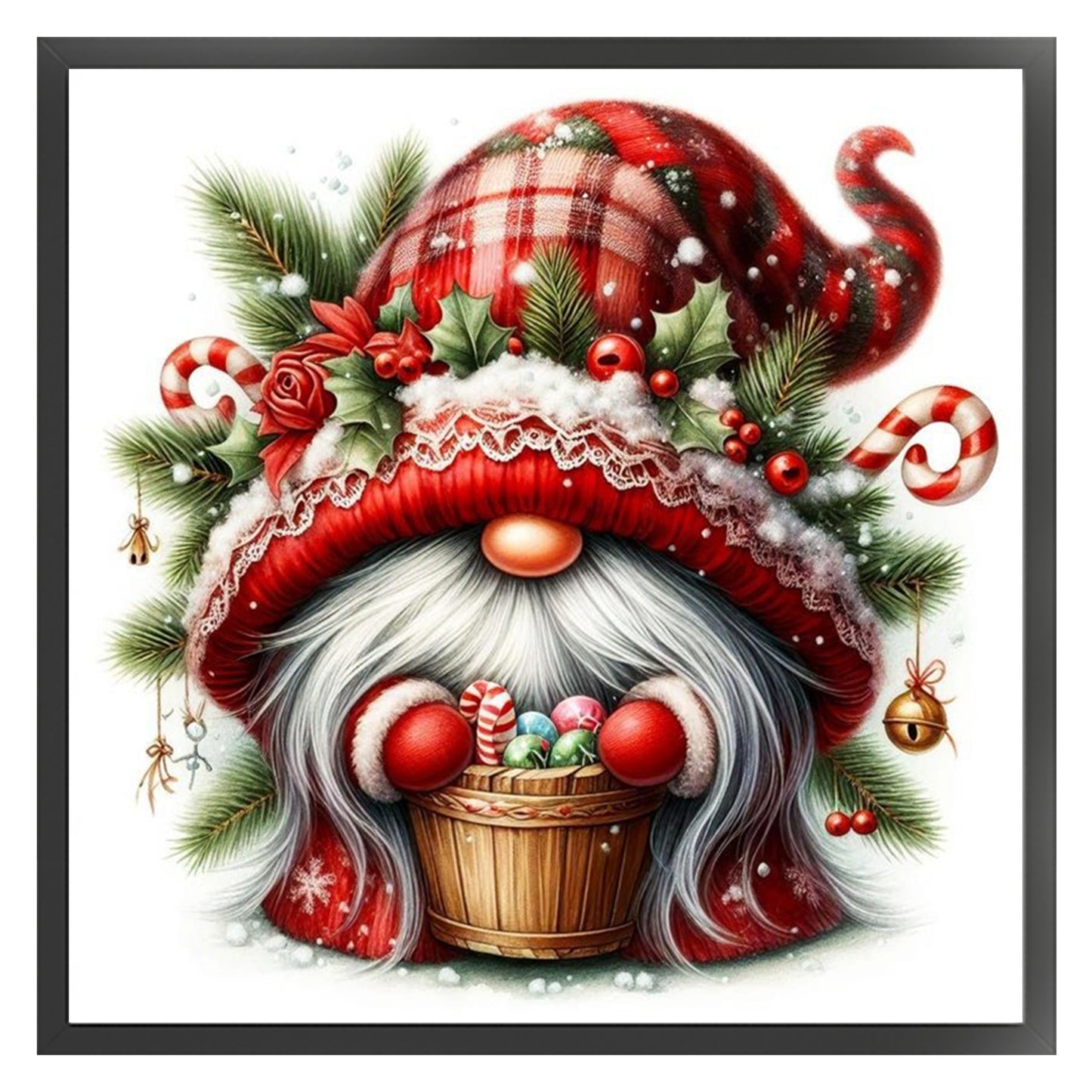 Christmas Gnome - Full 11CT Counted Cross Stitch 40x40CM - Huacan