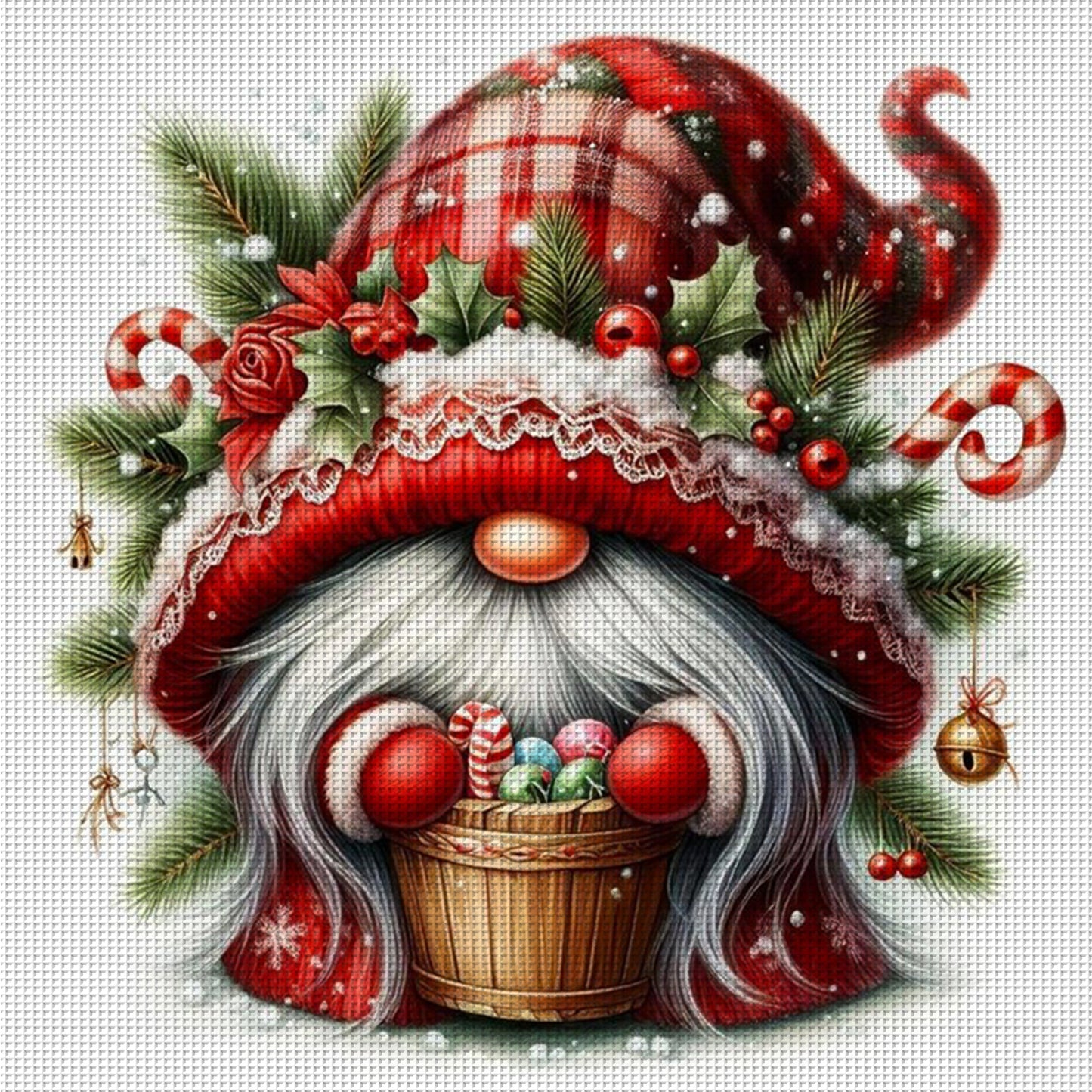 Christmas Gnome - Full 11CT Counted Cross Stitch 40x40CM - Huacan