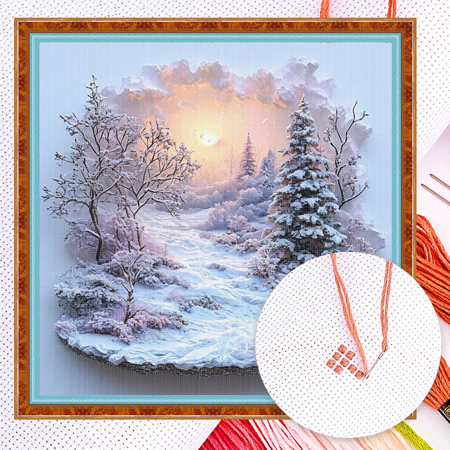 Winter Scenery - Full 11CT Counted Cross Stitch 50x50CM - Huacan
