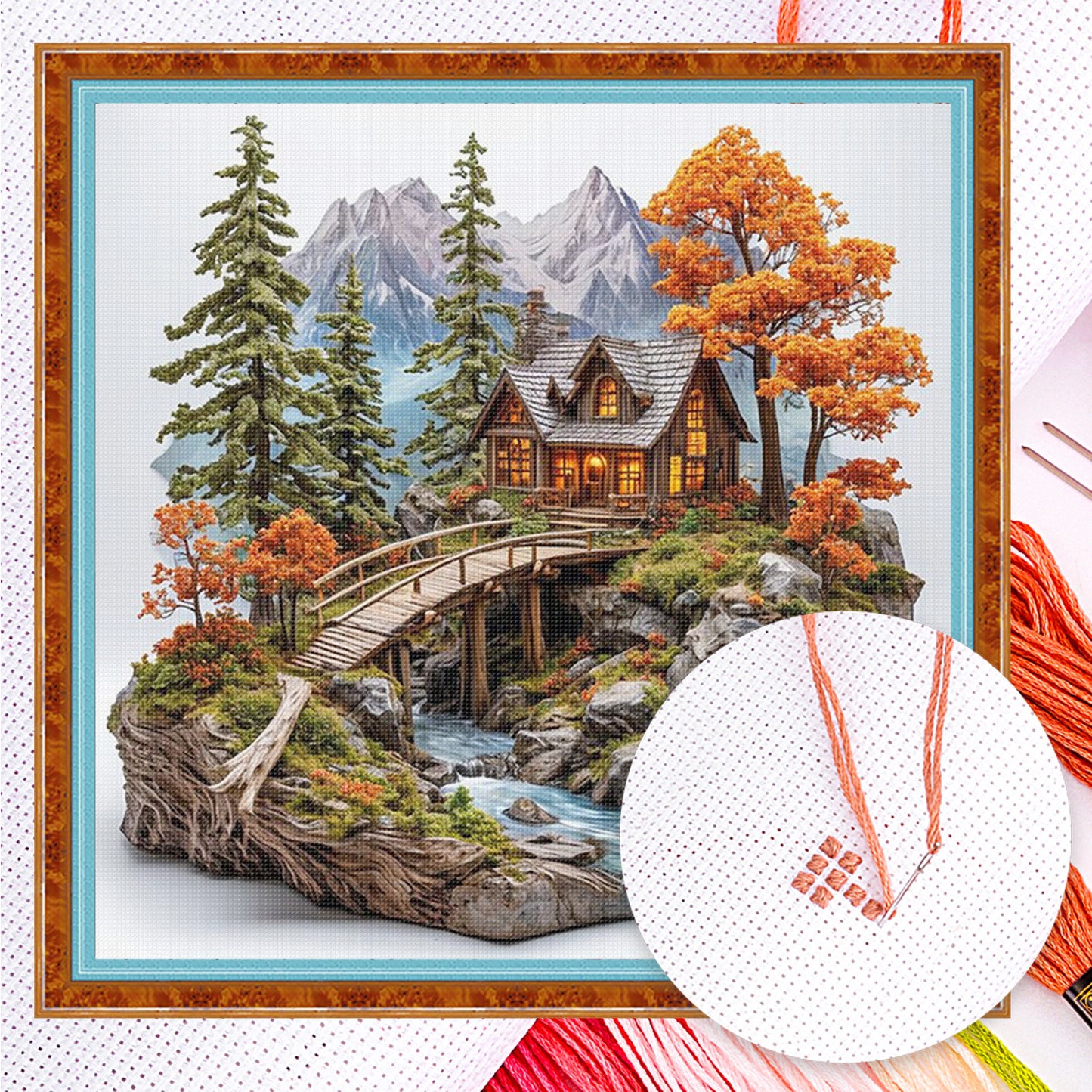 Autumn Scenery - Full 11CT Counted Cross Stitch 50x50CM - Huacan