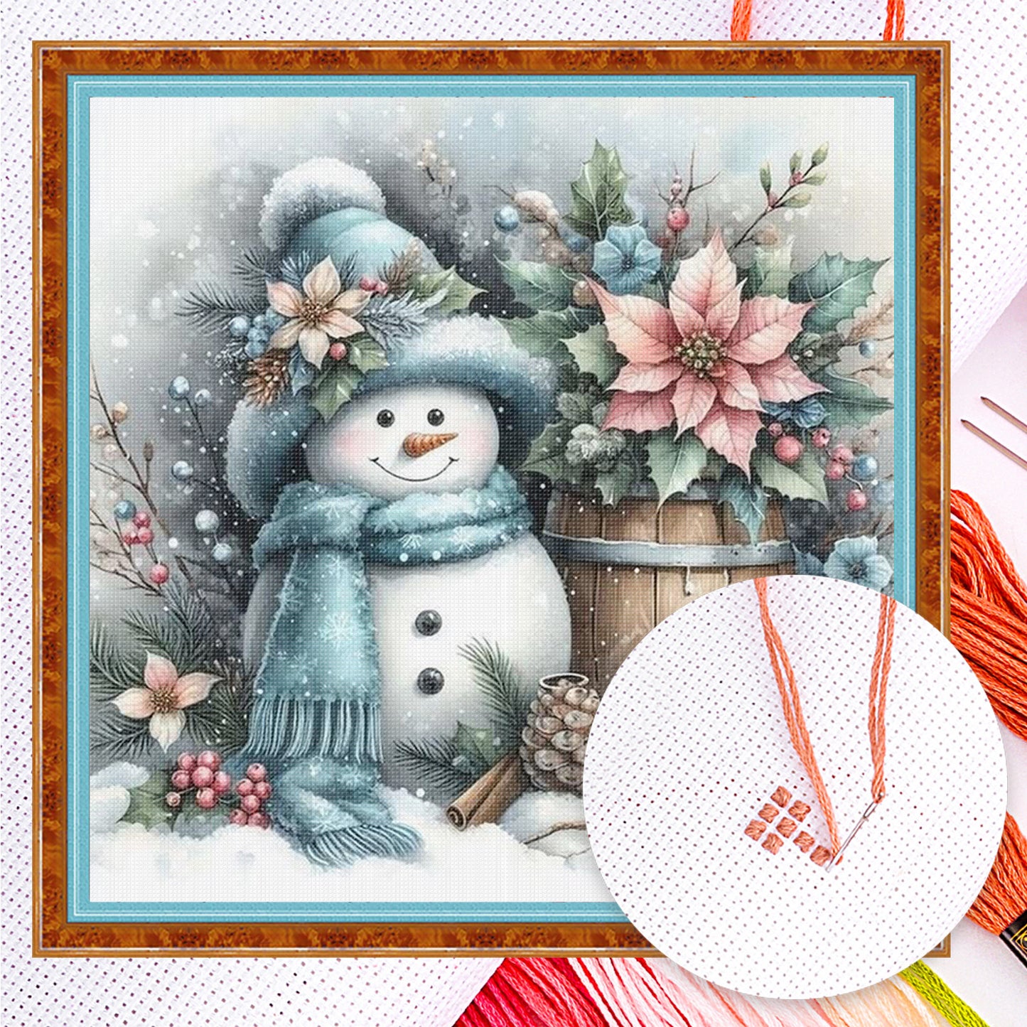 Winter Snowman - Full 11CT Counted Cross Stitch 40x40CM - Huacan