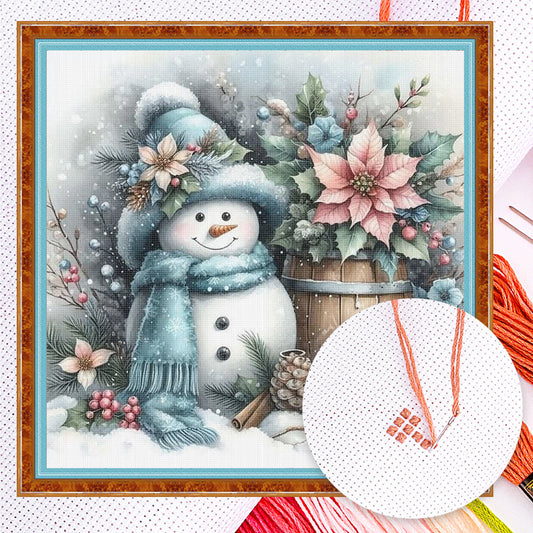 Winter Snowman - Full 11CT Counted Cross Stitch 40x40CM - Huacan