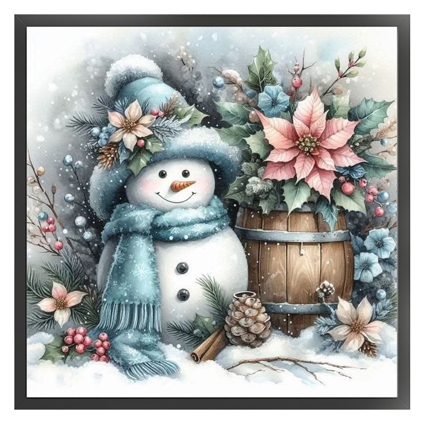 Winter Snowman - Full 11CT Counted Cross Stitch 40x40CM - Huacan