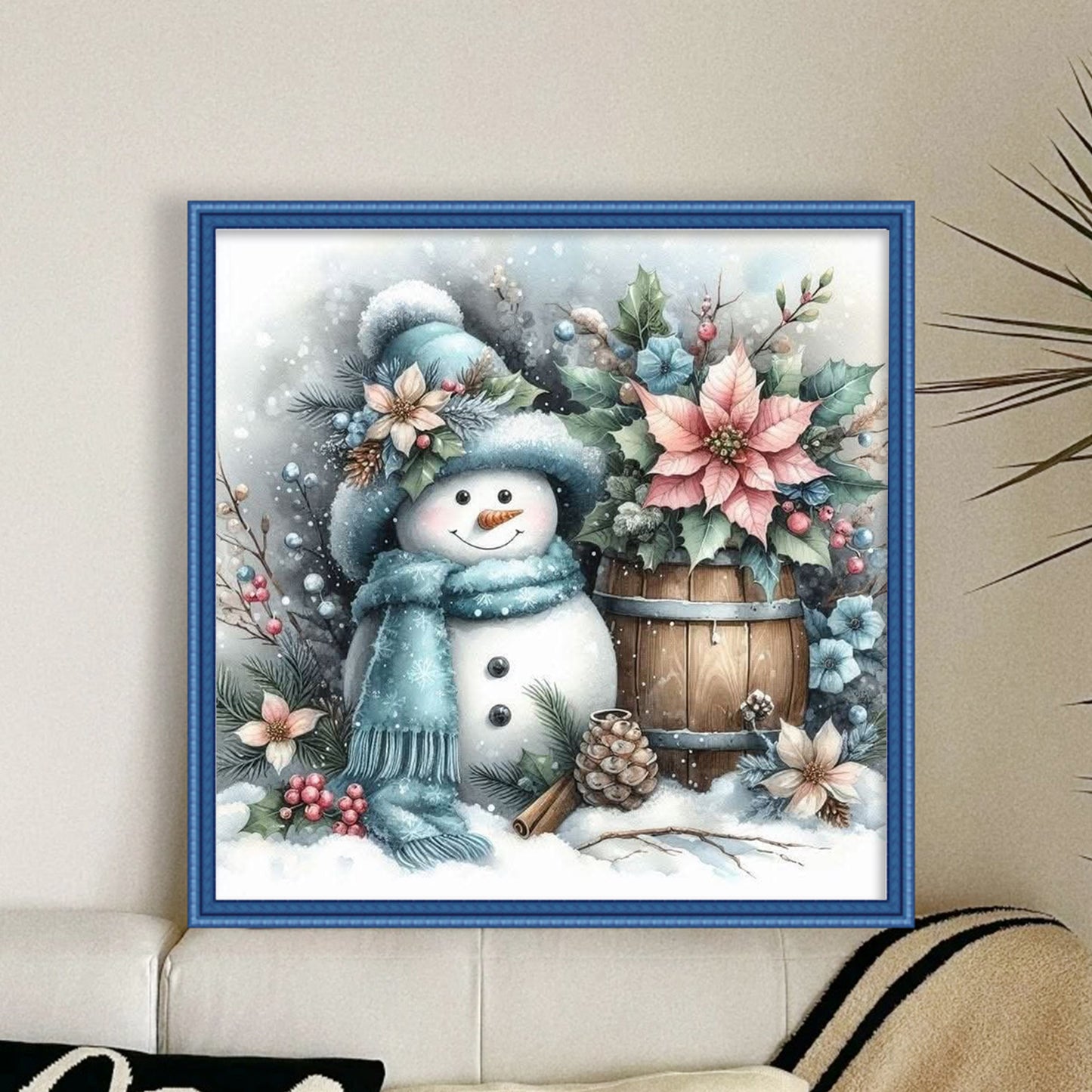 Winter Snowman - Full 11CT Counted Cross Stitch 40x40CM - Huacan