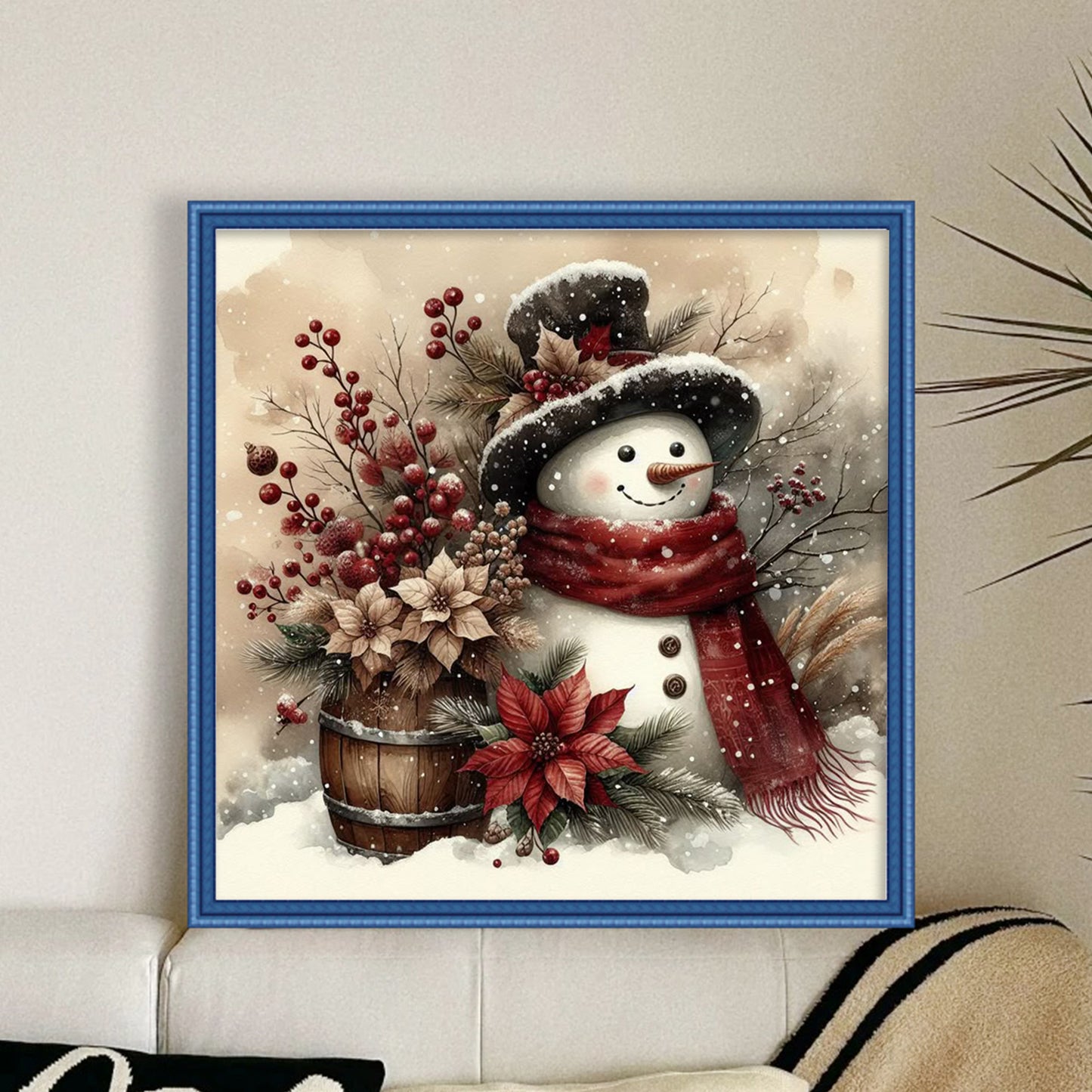 Winter Snowman - Full 11CT Counted Cross Stitch 40x40CM - Huacan