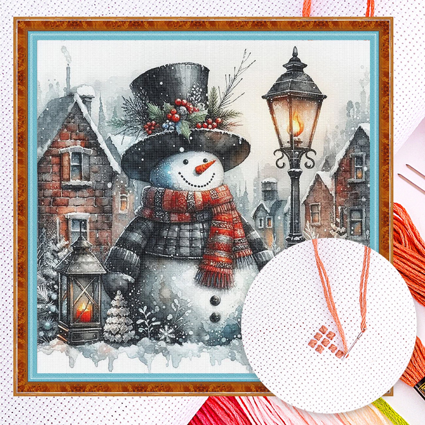 Winter Snowman - Full 11CT Counted Cross Stitch 40x40CM - Huacan