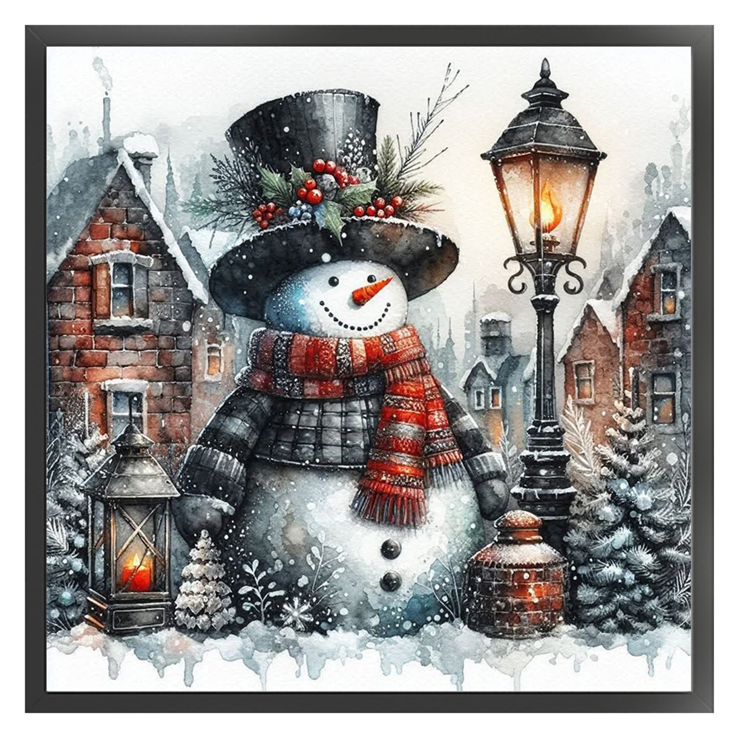 Winter Snowman - Full 11CT Counted Cross Stitch 40x40CM - Huacan