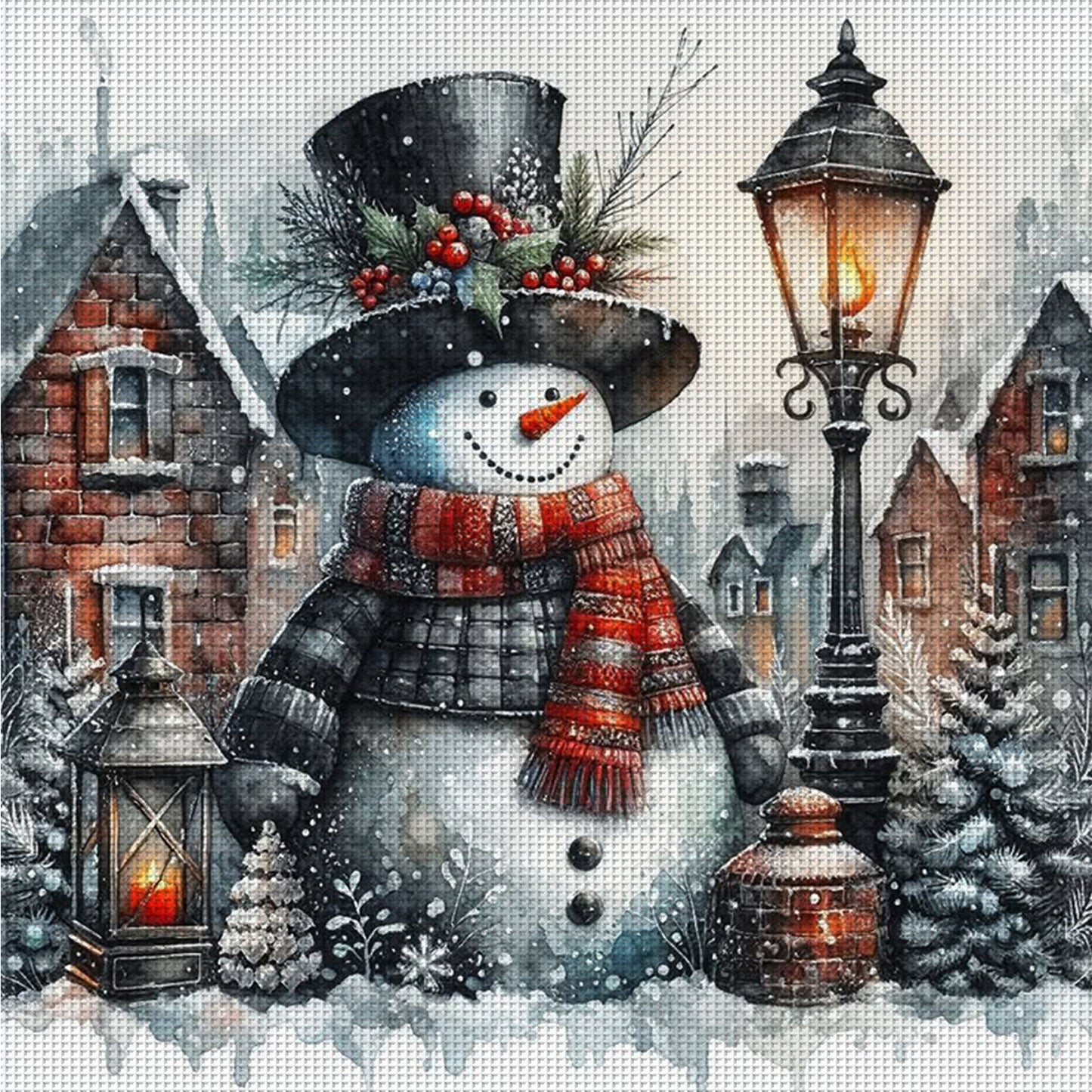 Winter Snowman - Full 11CT Counted Cross Stitch 40x40CM - Huacan