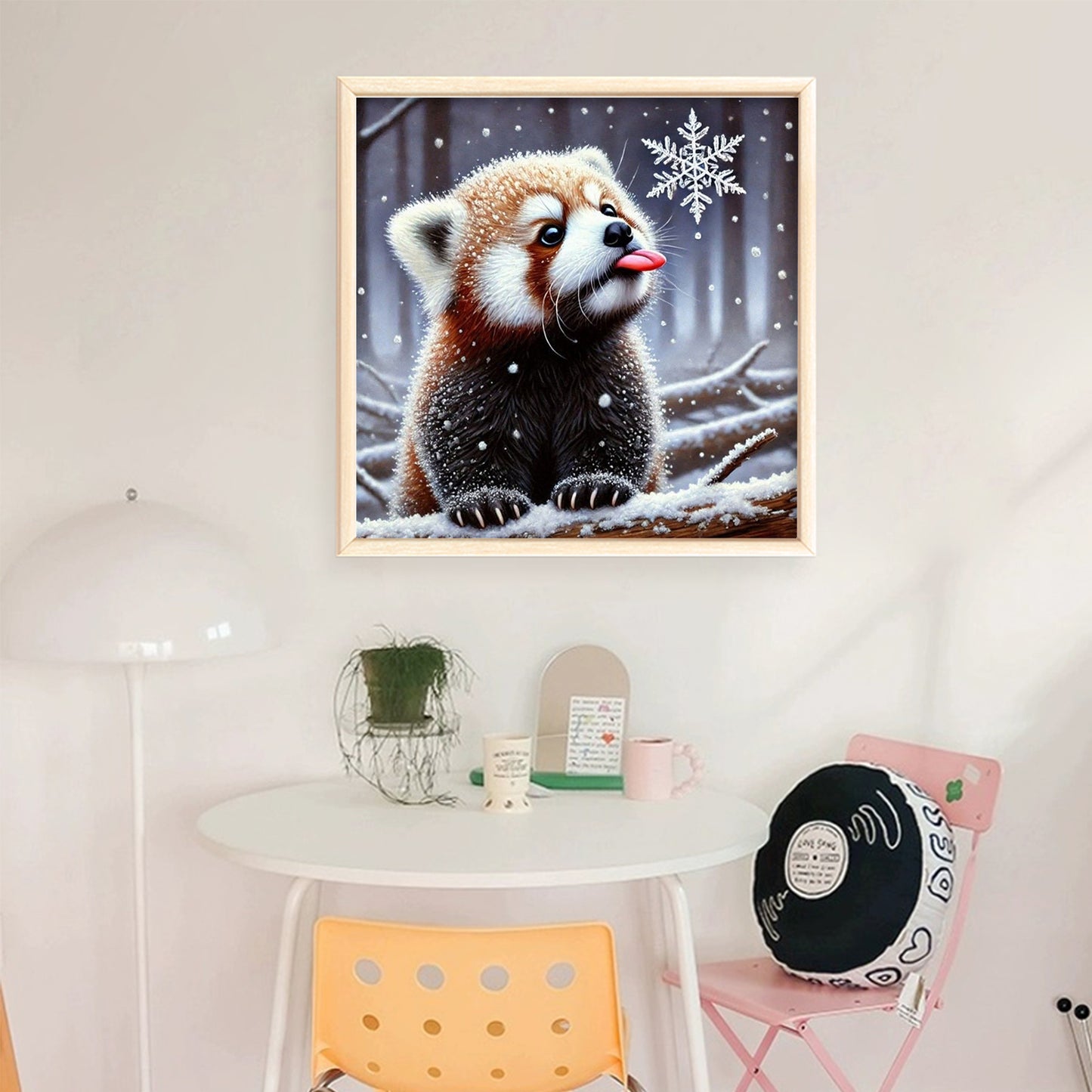 Red Panda In Snow - Full 11CT Stamped Cross Stitch 40x40CM - Huacan