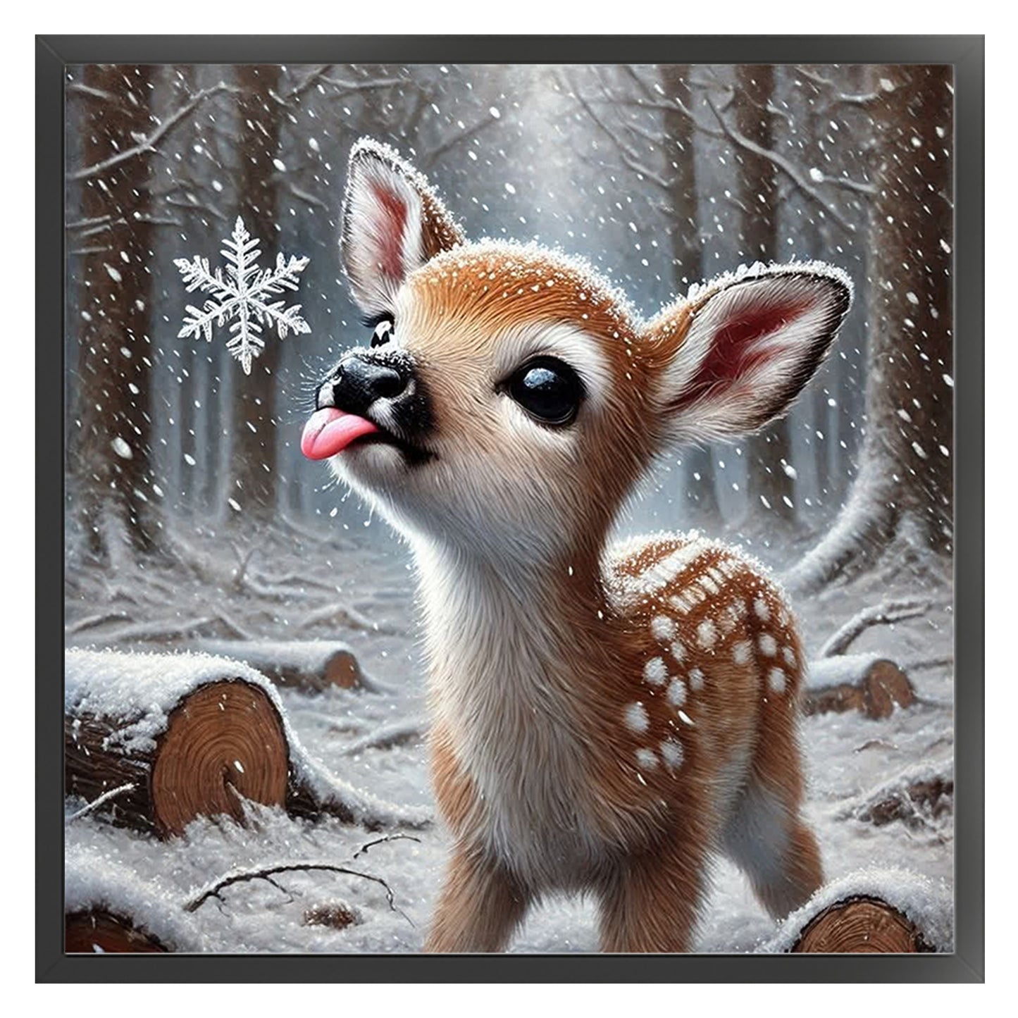 Sika Deer In Snow - Full 11CT Stamped Cross Stitch 40x40CM - Huacan